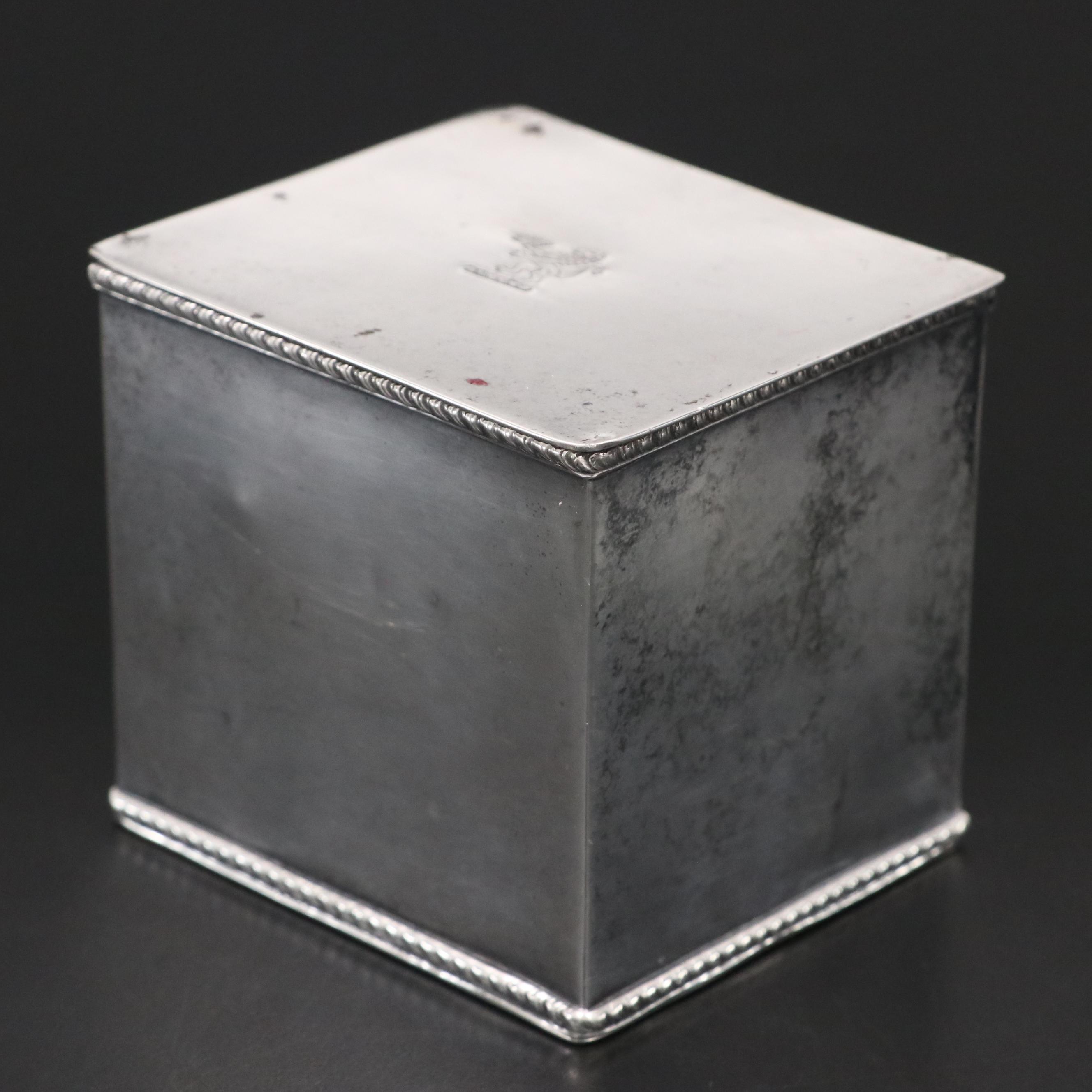 Israel Freeman & Sons Armorial Engraved Box with Other Weighted Sterling Décor