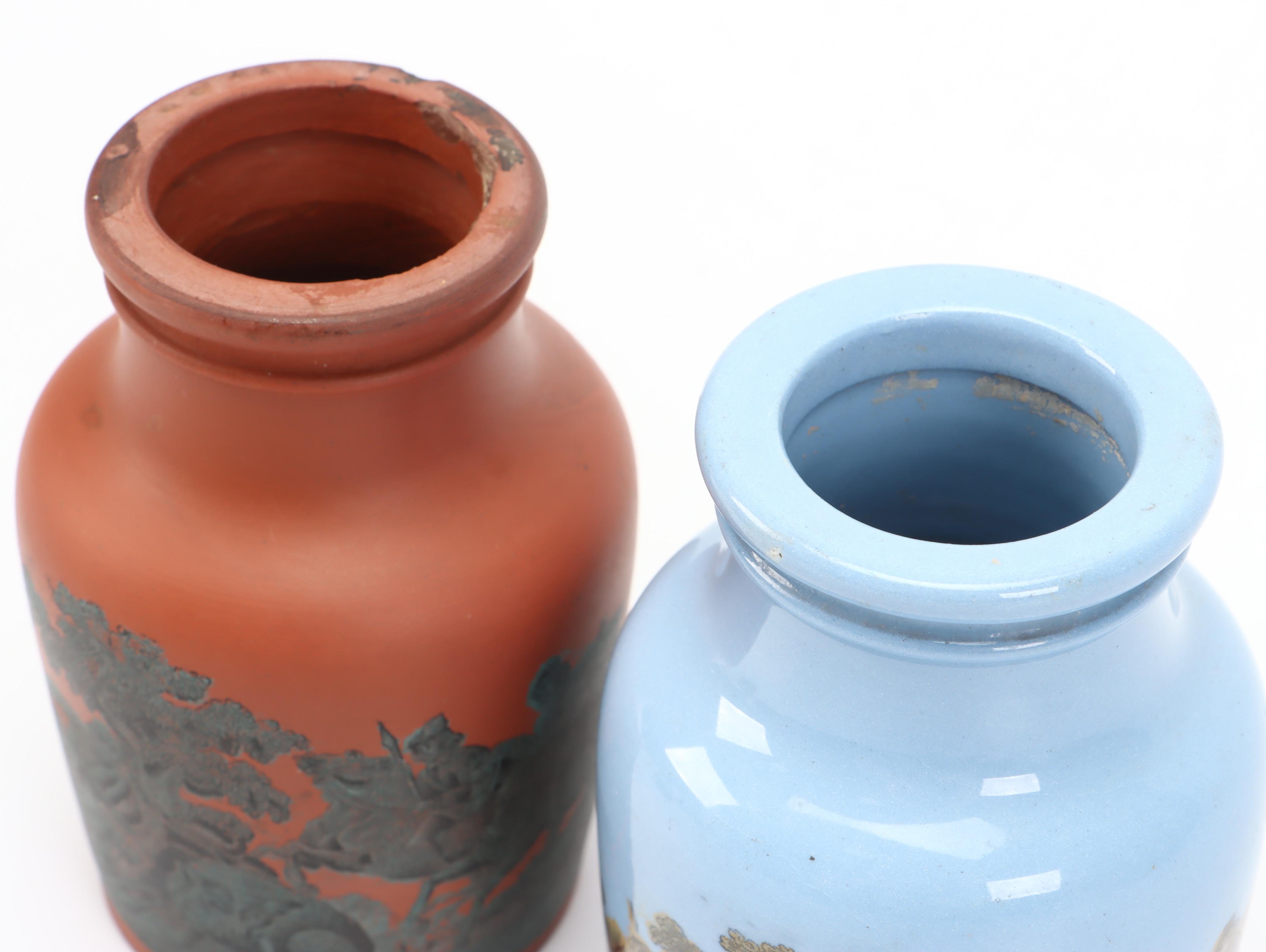 Felix & Richard Pratt "Etruscan" Match Striker and Other Prattware Mustard Pots