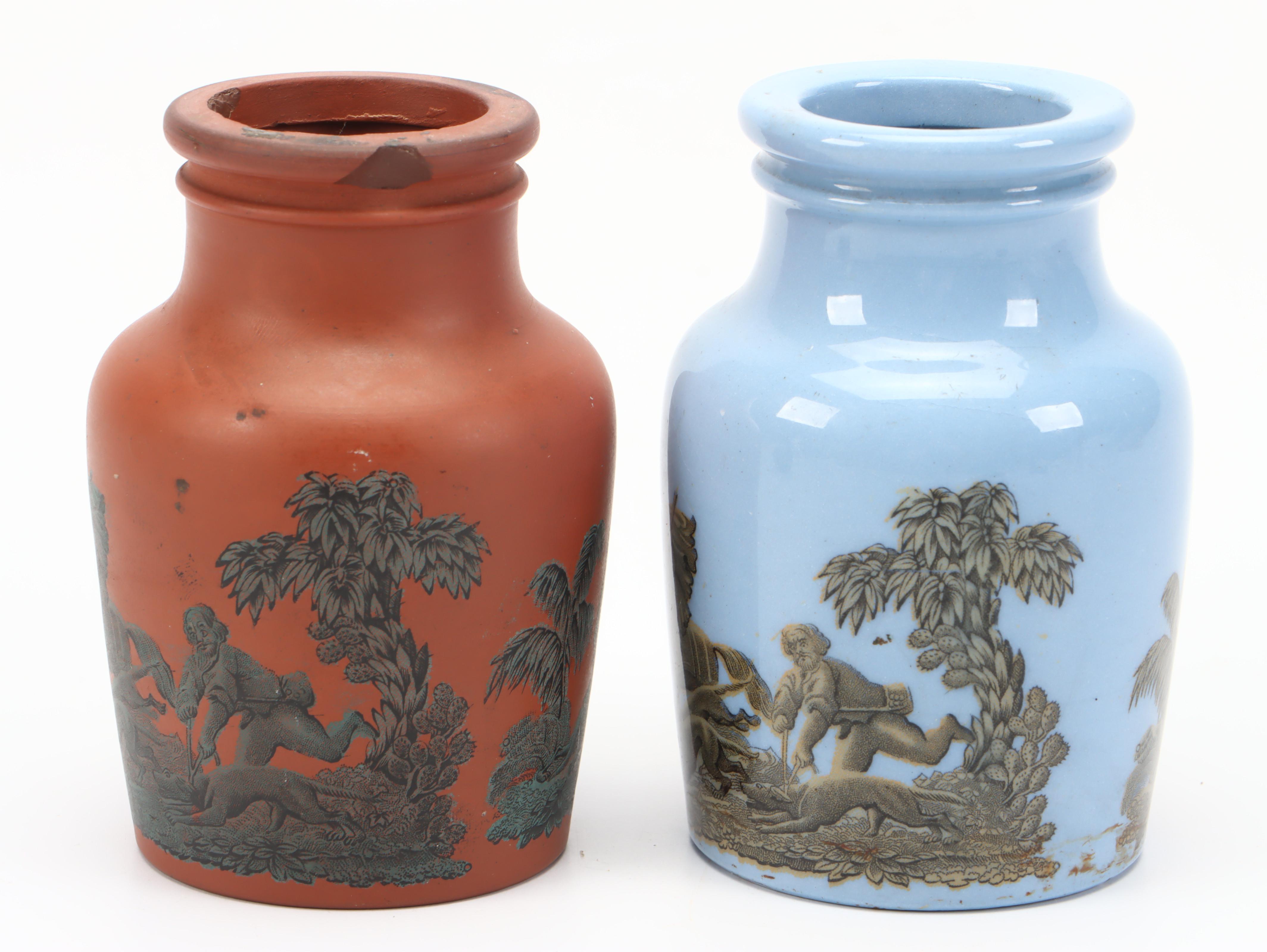 Felix & Richard Pratt "Etruscan" Match Striker and Other Prattware Mustard Pots