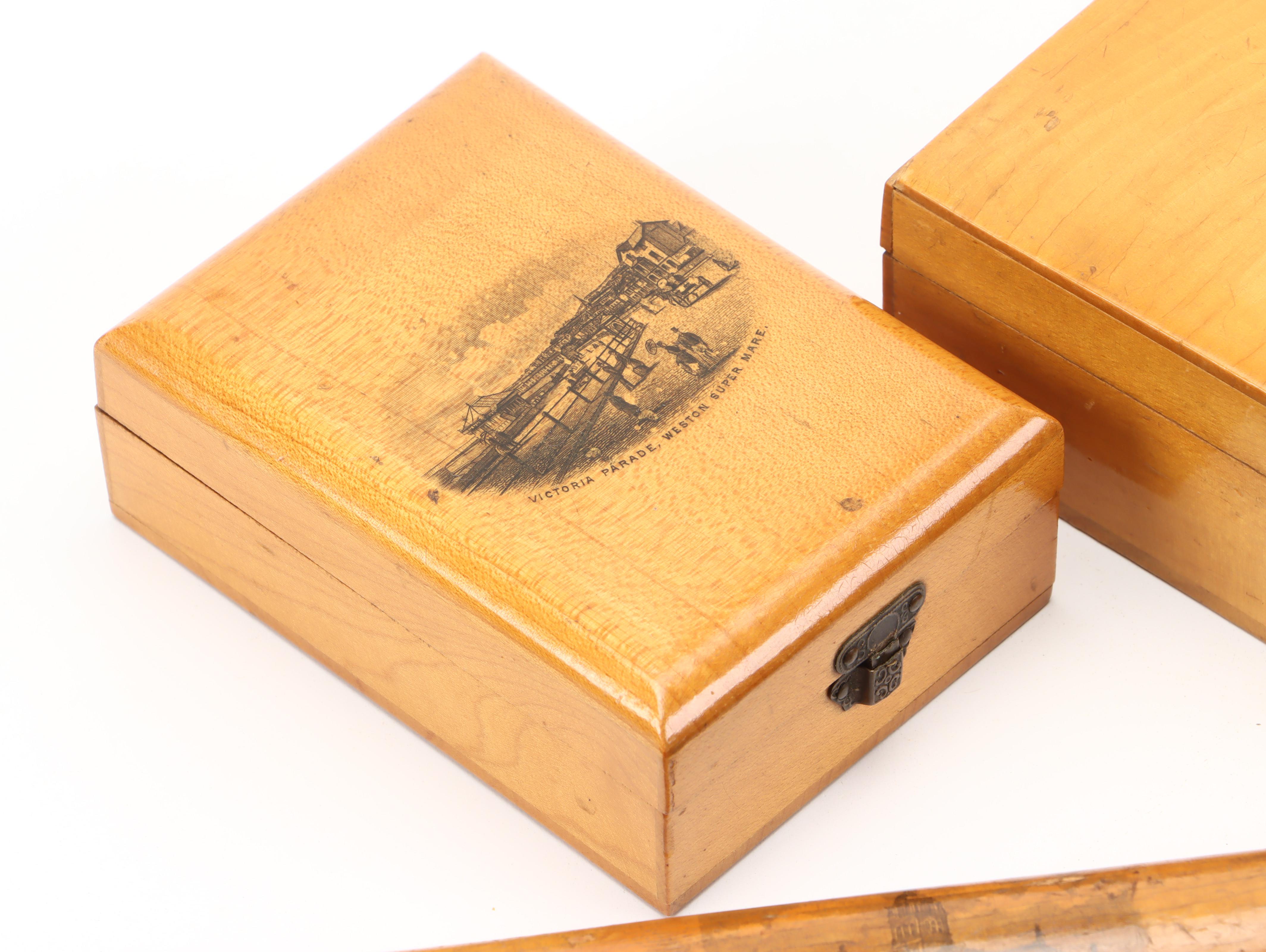 Wooden Treen Needle Cases with Boxes and Turnpin