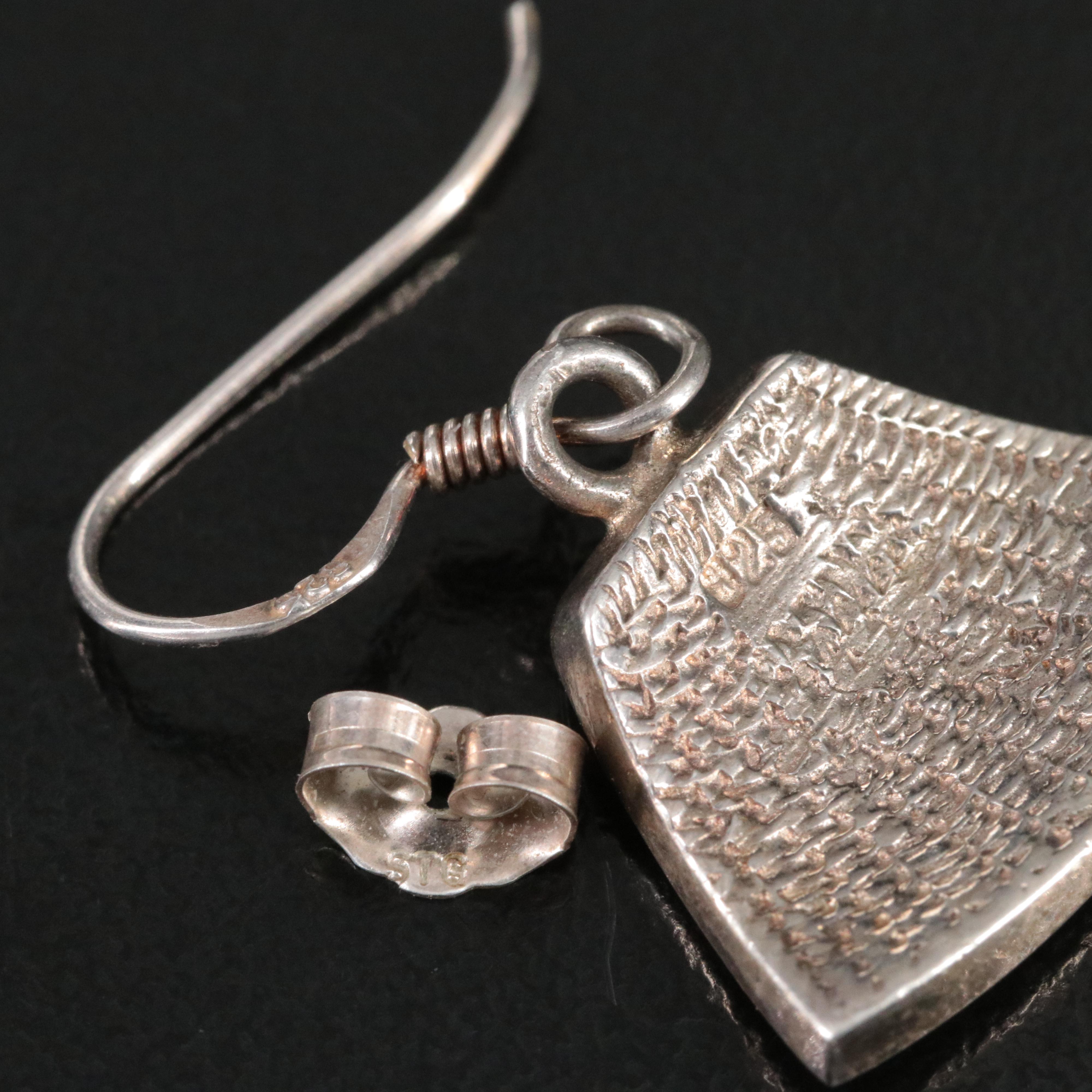 Sterling Coral, Mother-of Pearl and Black Onyx  Earrings