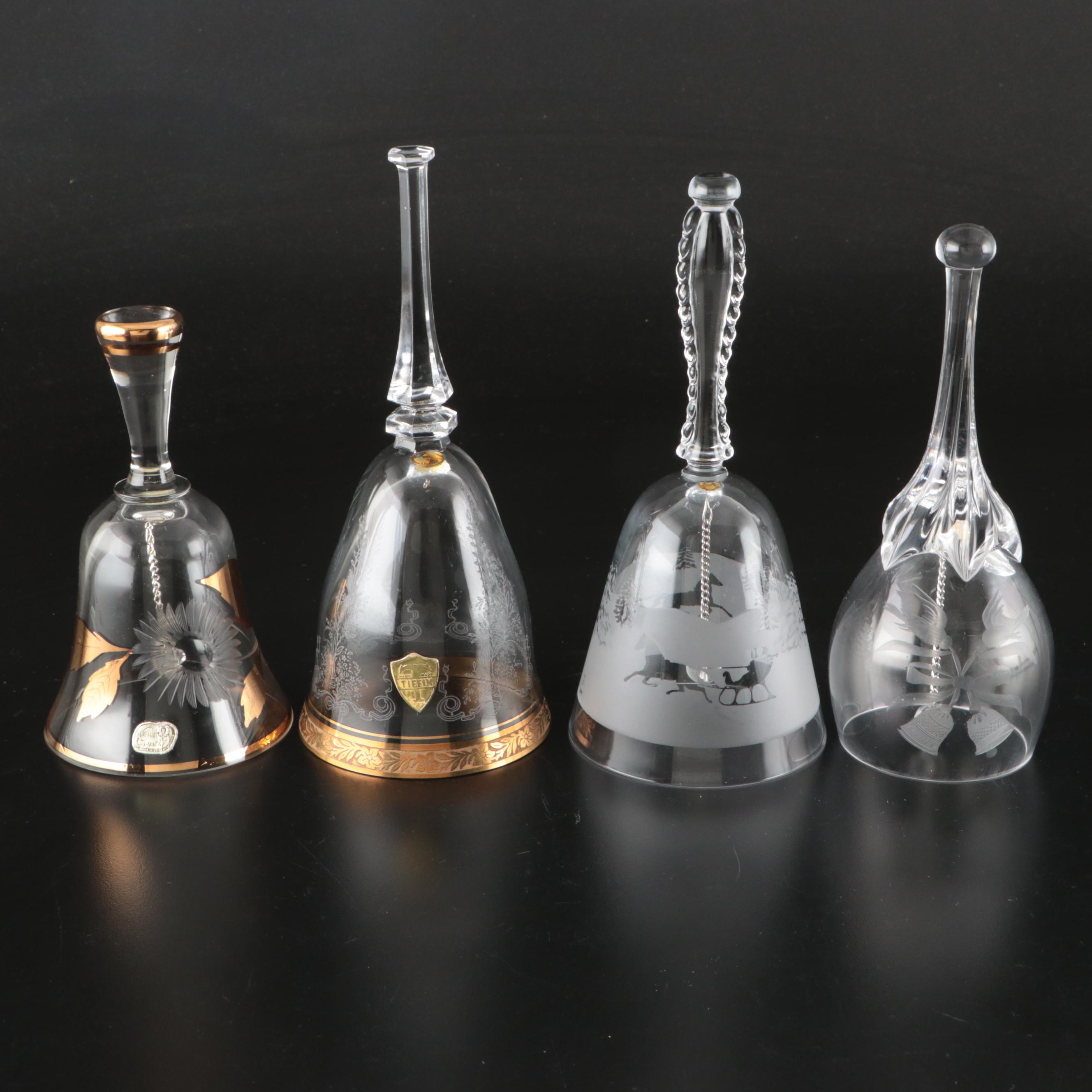 Bohemia Crystal, Tiffin Glass, Other Etched Glass Bells