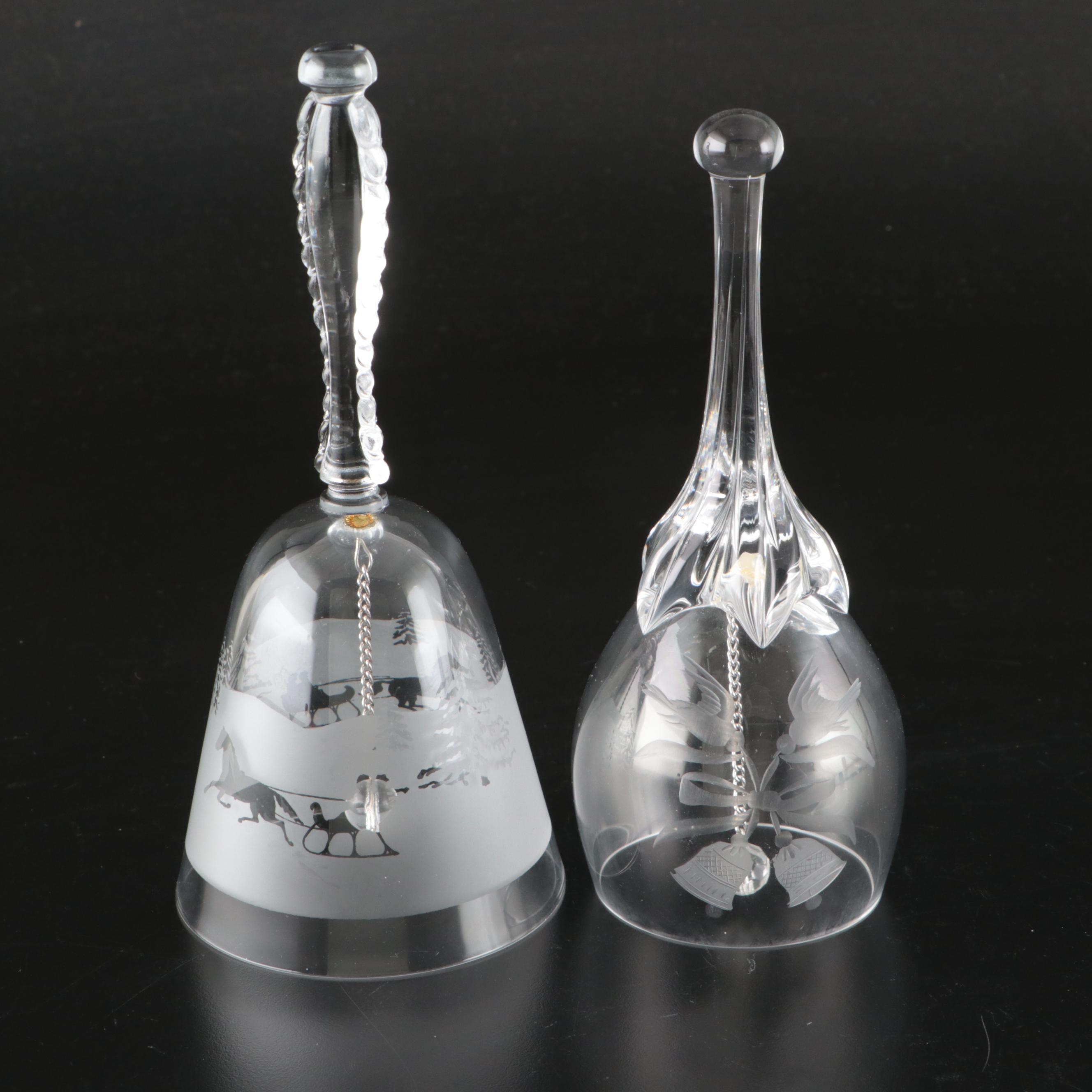 Bohemia Crystal, Tiffin Glass, Other Etched Glass Bells