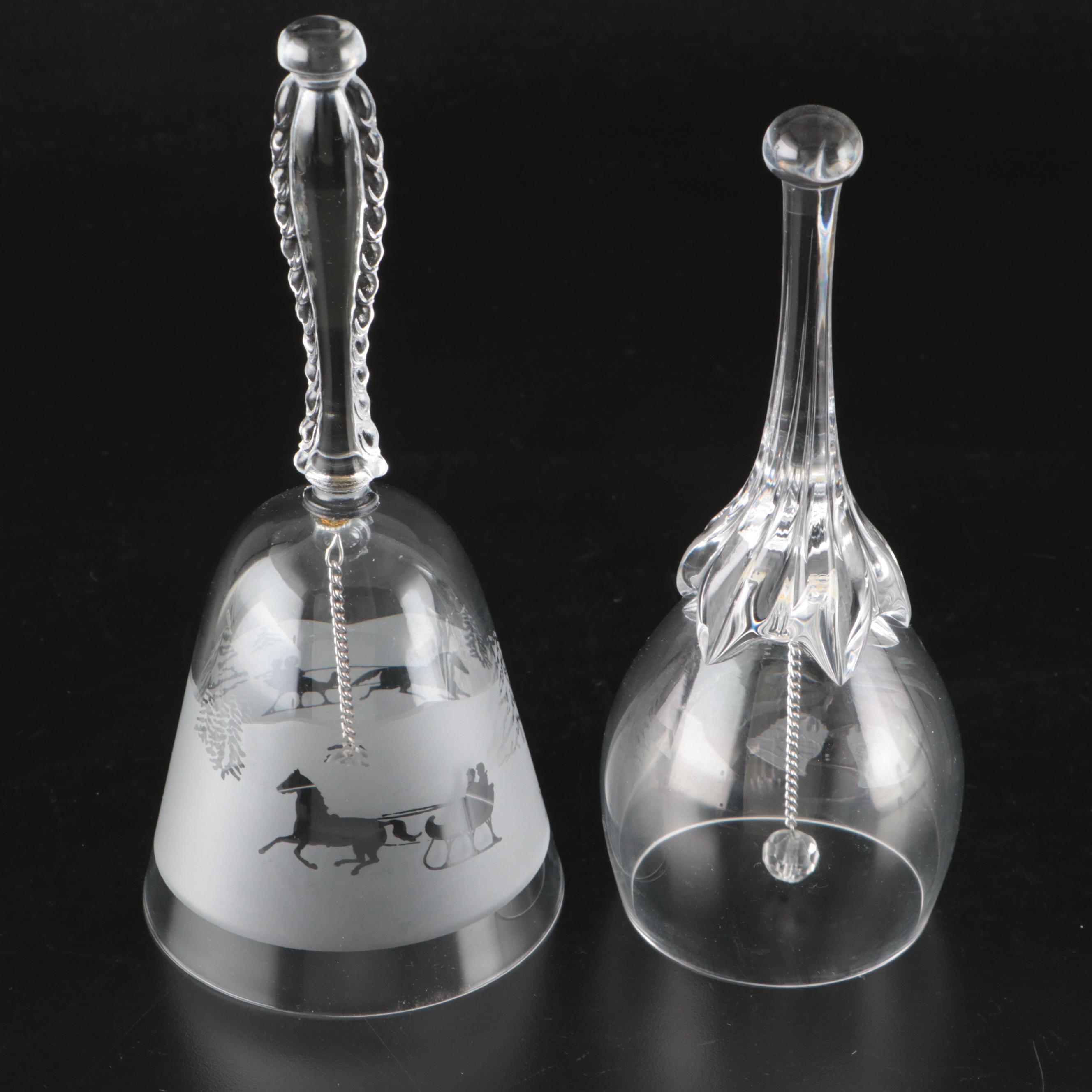 Bohemia Crystal, Tiffin Glass, Other Etched Glass Bells