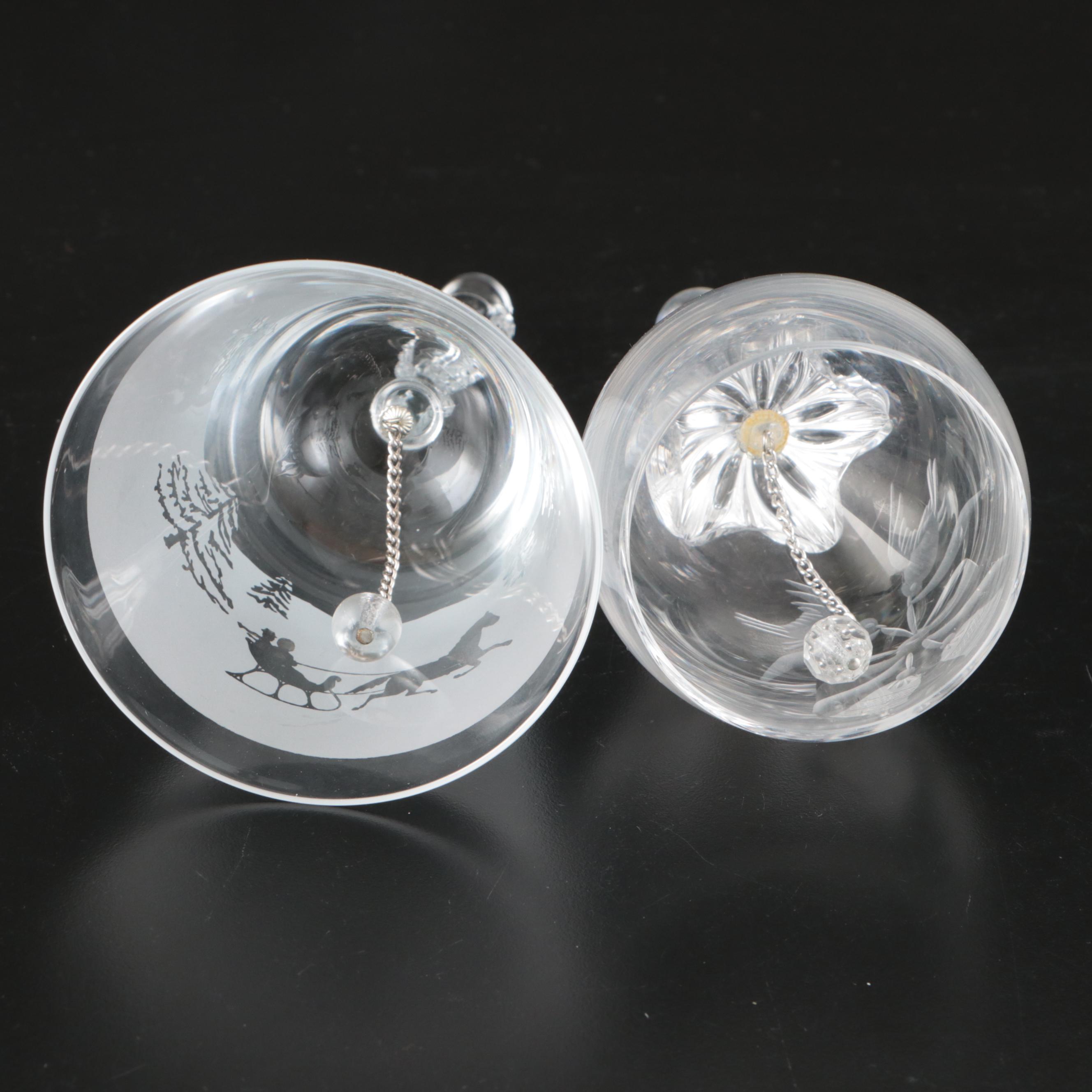 Bohemia Crystal, Tiffin Glass, Other Etched Glass Bells