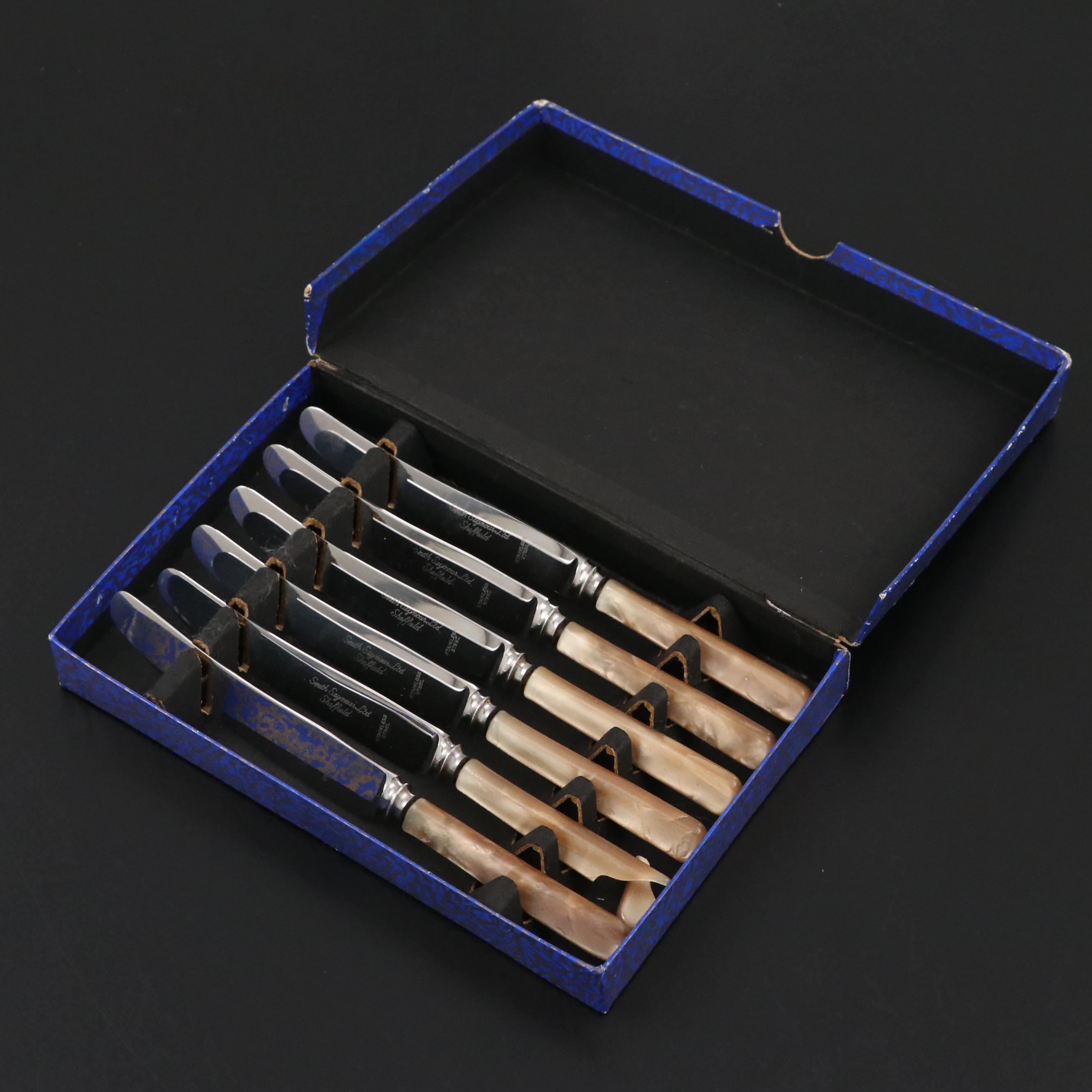 Smith Seymour Ltd Stainless Steel Celluloid Handled Knives