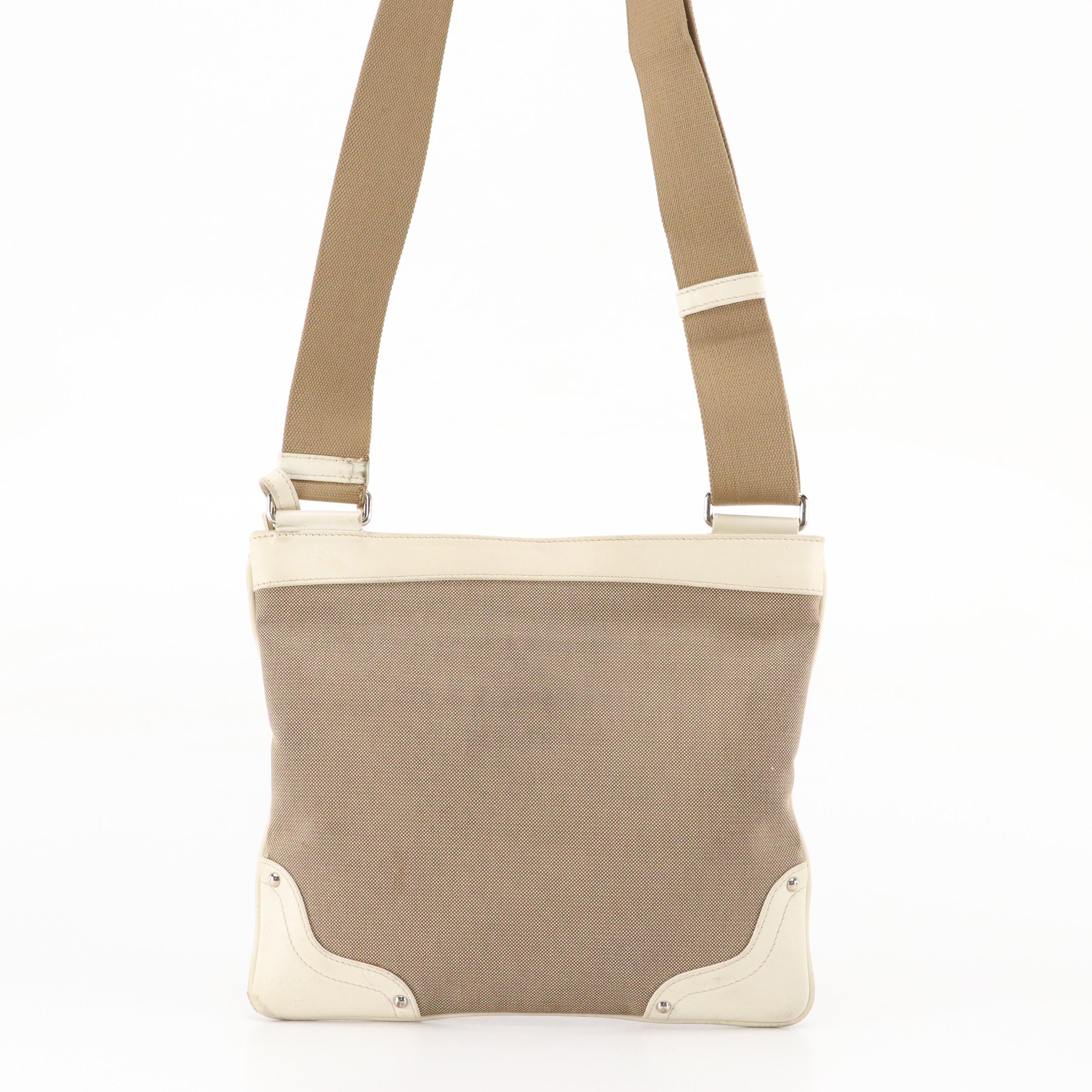 Prada Canapa Logo Canvas and Leather Crossbody Bag