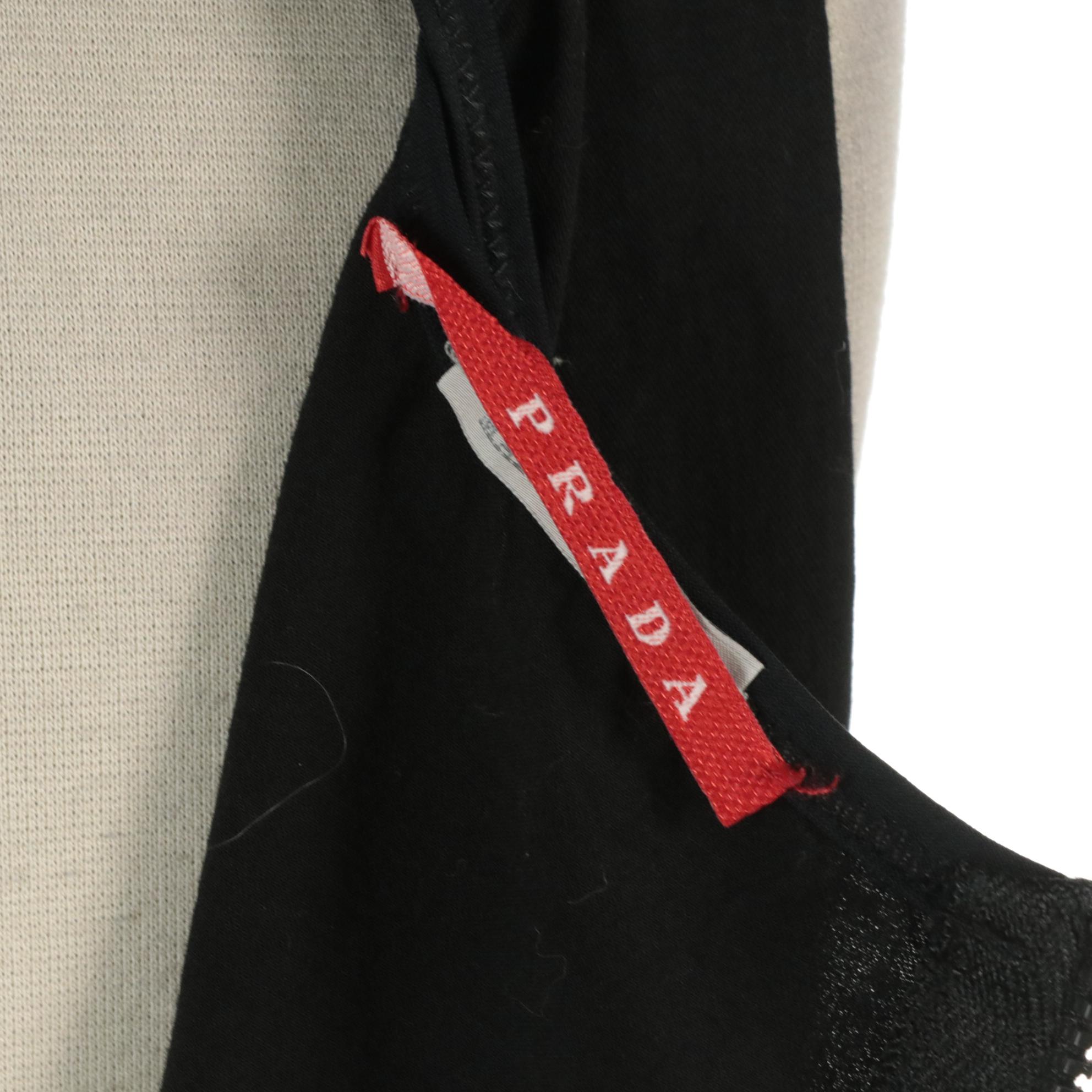 Prada Black Cotton Drop-Waist Sleeveless Dress with Zipper Detail on Shoulders