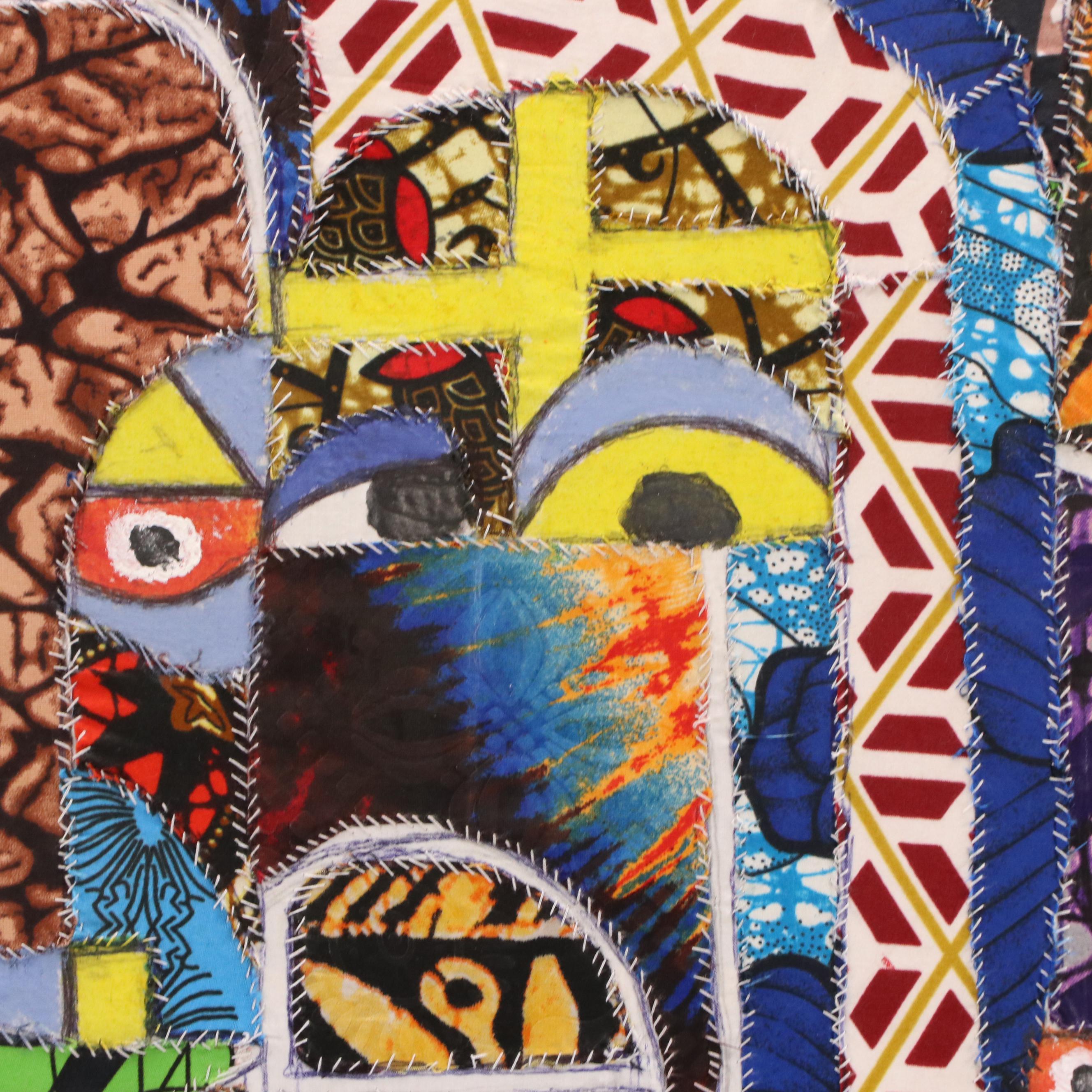 Kayode Buraimoh Stylized Mixed Media Collage Portrait "Collection Marsk," 2024