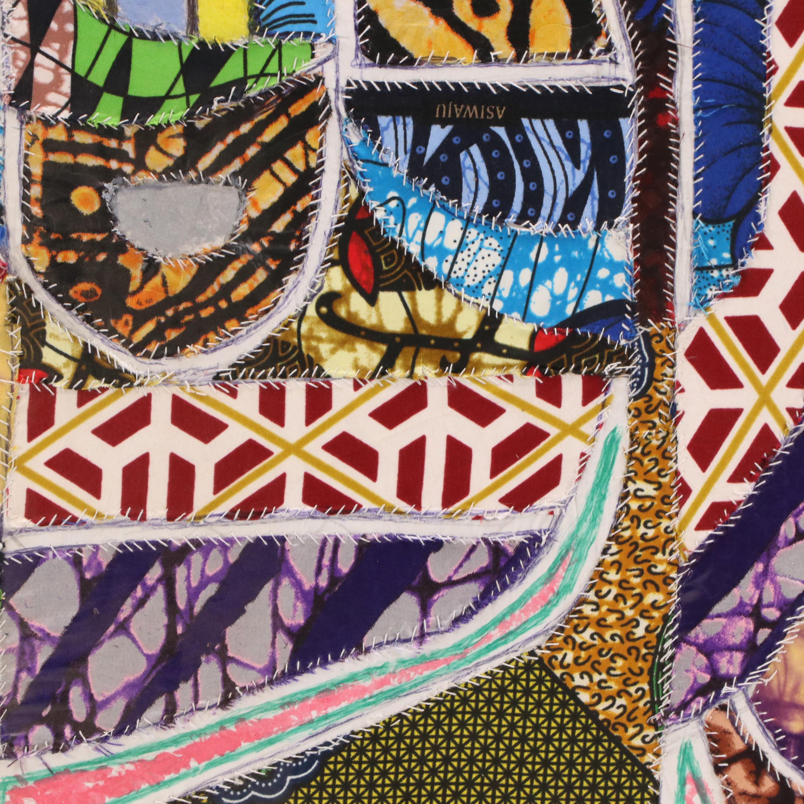 Kayode Buraimoh Stylized Mixed Media Collage Portrait "Collection Marsk," 2024