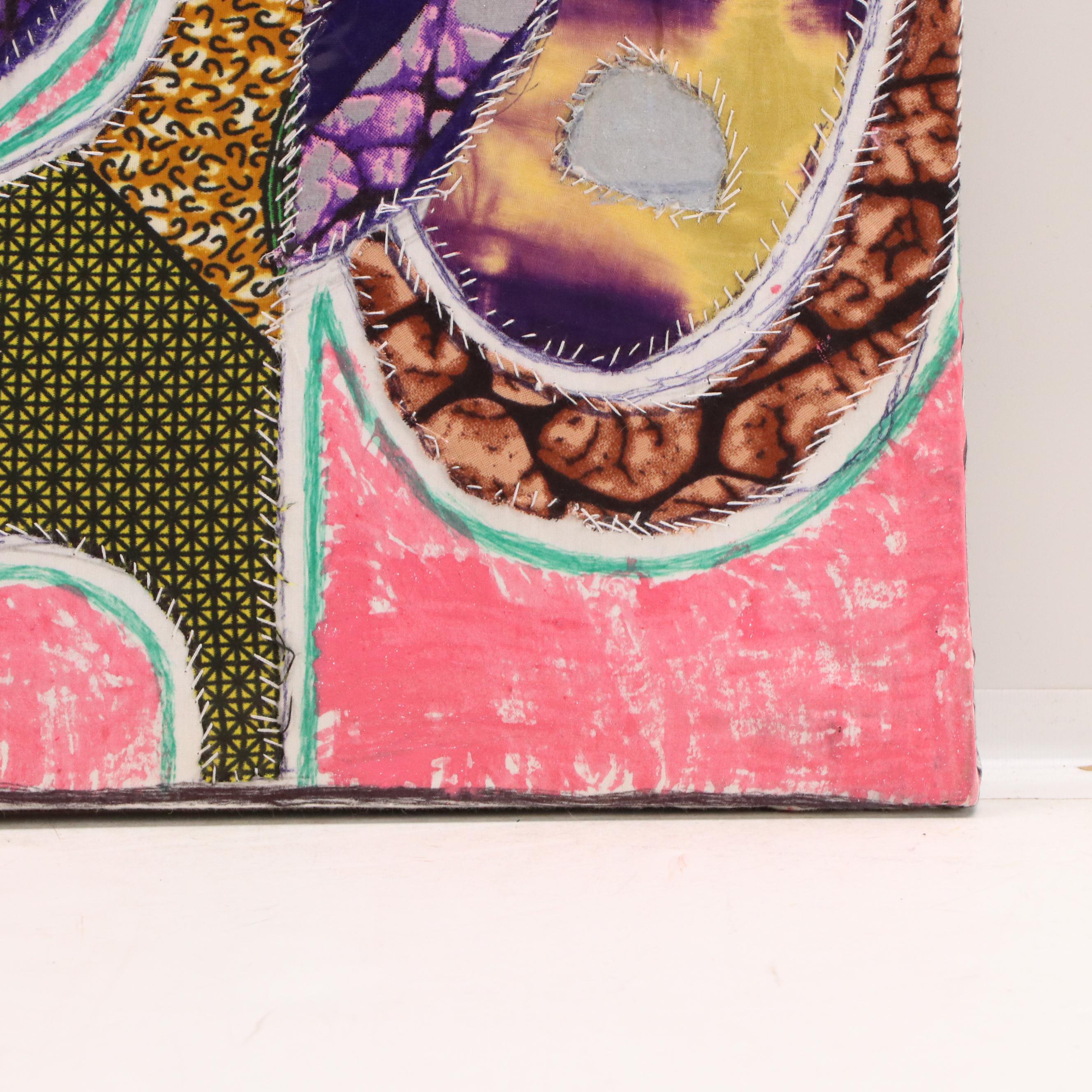 Kayode Buraimoh Stylized Mixed Media Collage Portrait "Collection Marsk," 2024