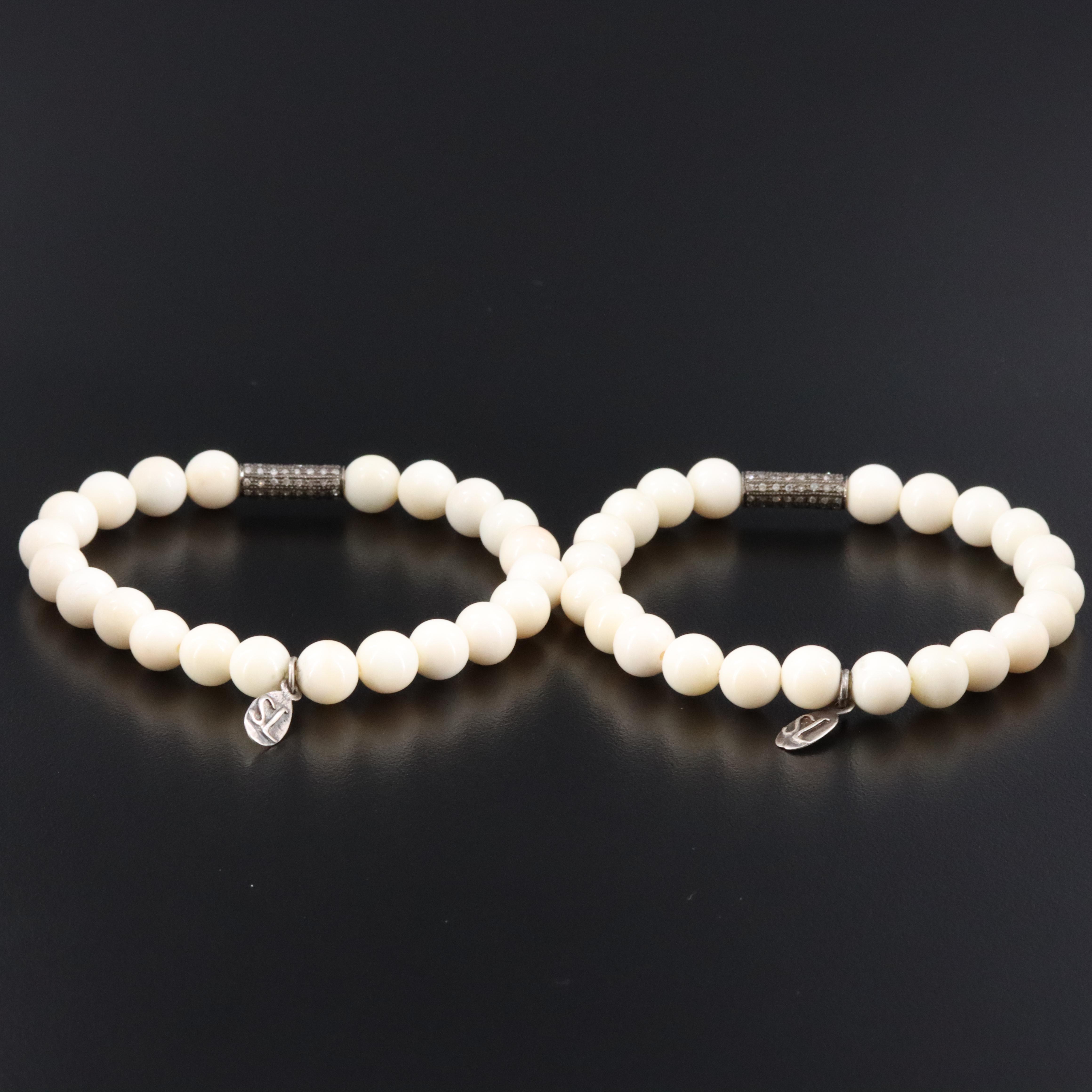 Sheryl Lowe Shell and Diamond Bracelets