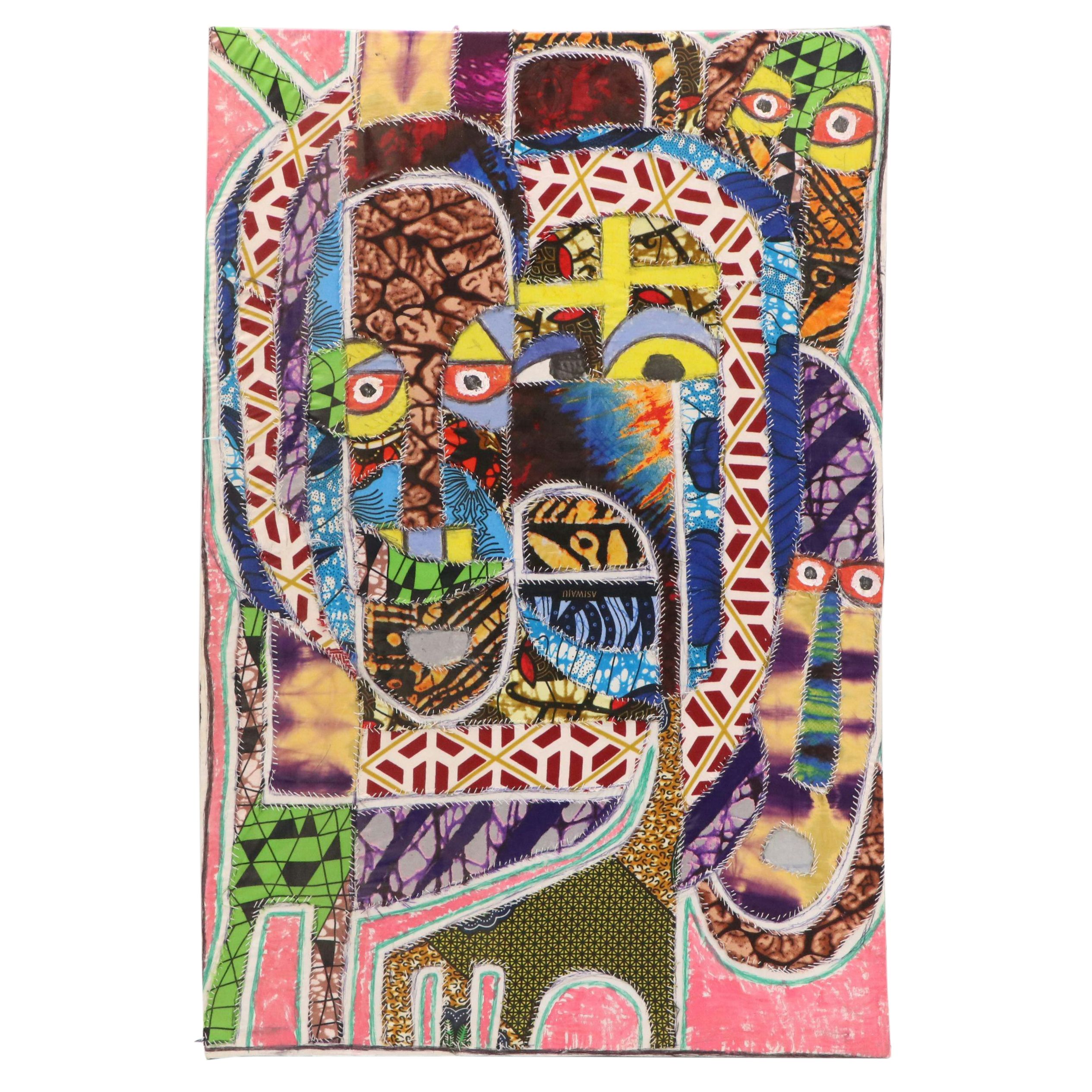 Kayode Buraimoh Stylized Mixed Media Collage Portrait "Collection Marsk," 2024