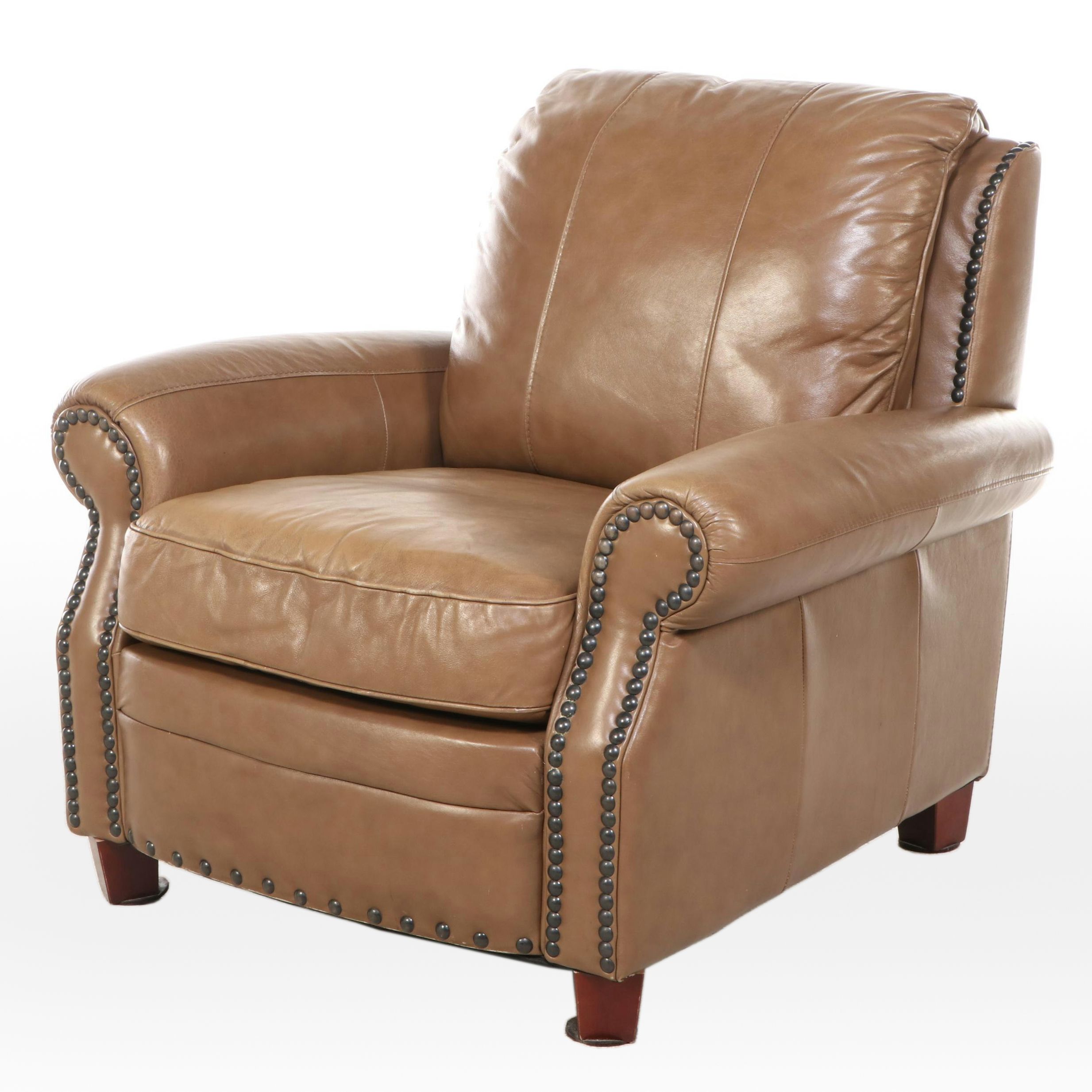 Italrom Leather Upholstered Club Chair with Nail Head Trim