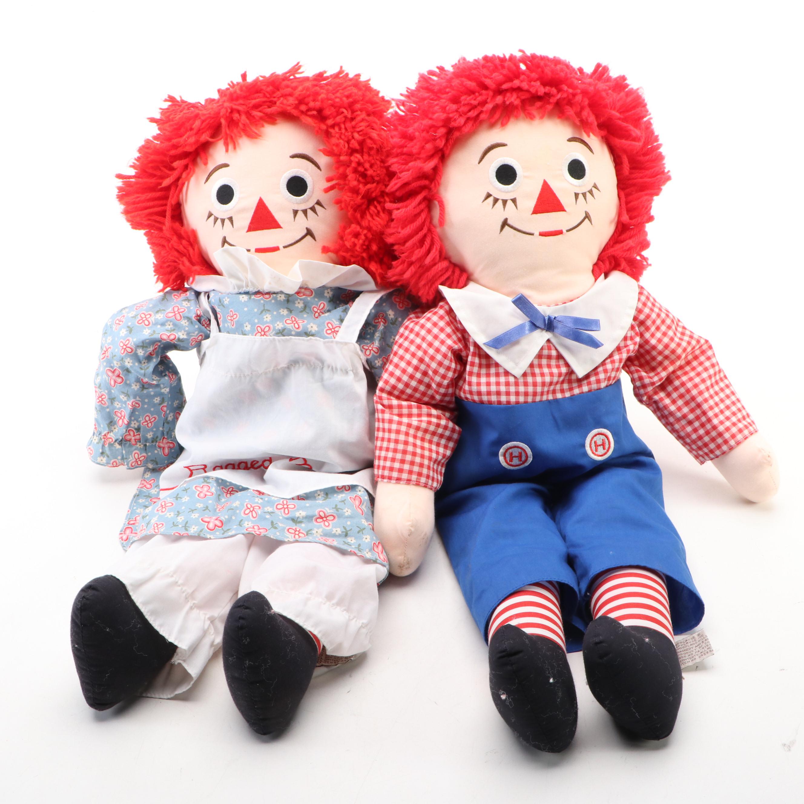 Applause Inc. "Raggedy Ann" and "Raggedy Andy" Fabric Dolls, Late 20th Century