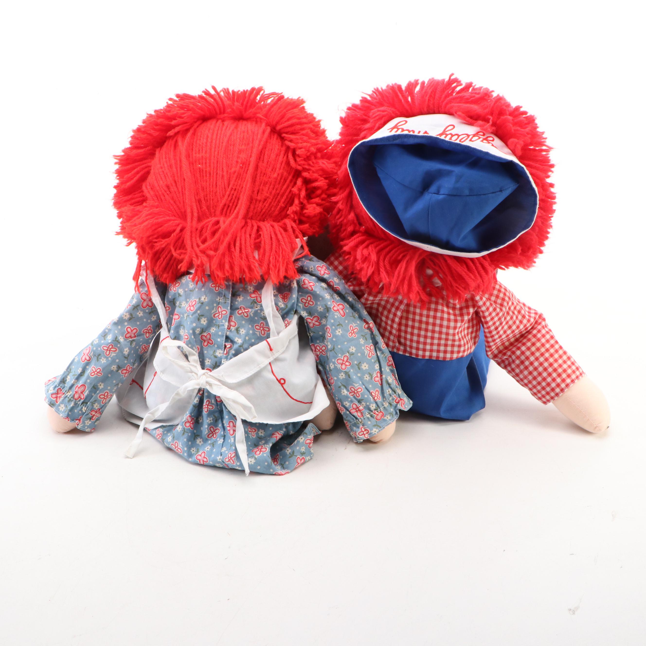 Applause Inc. "Raggedy Ann" and "Raggedy Andy" Fabric Dolls, Late 20th Century