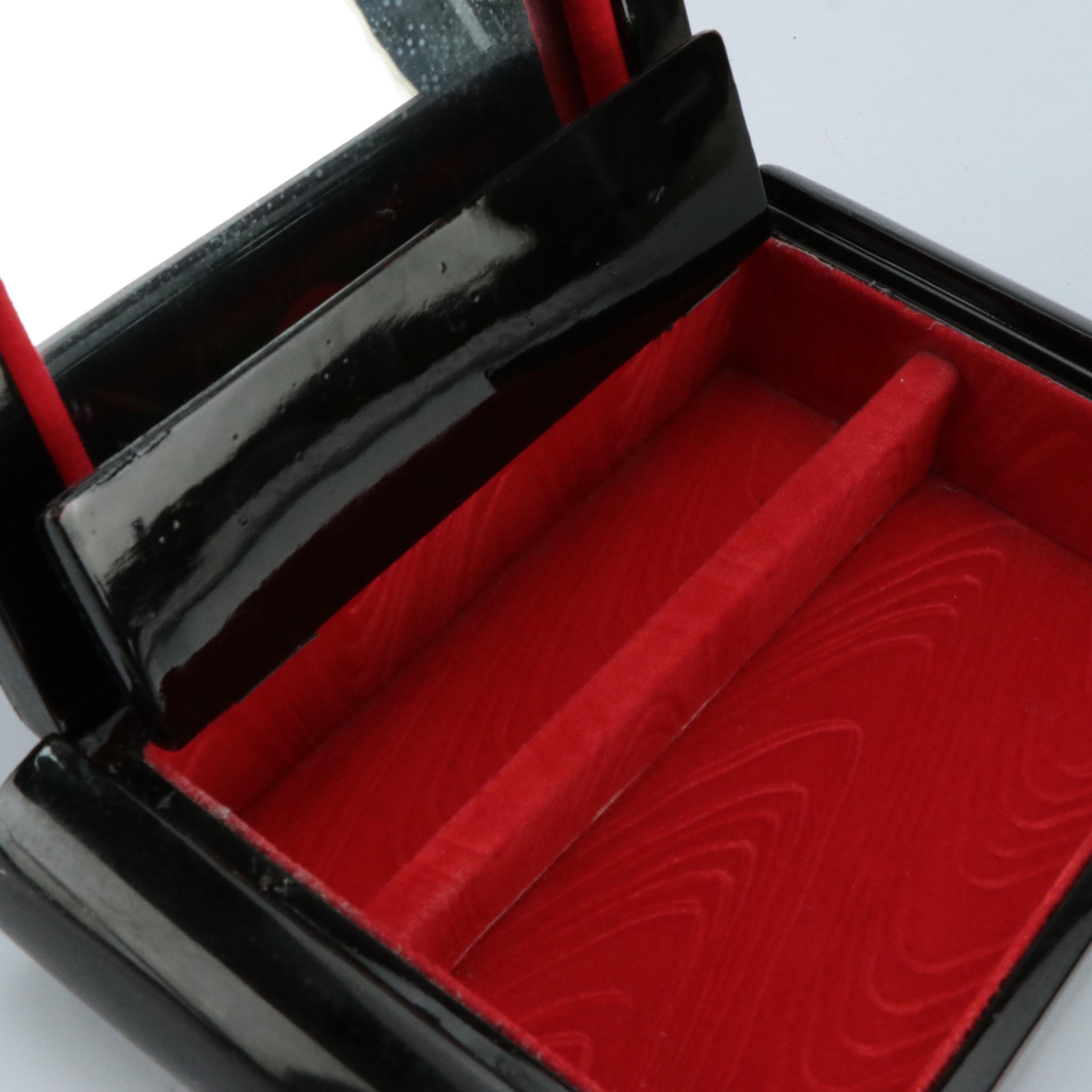 Japanese MOP ando Lacquer Box, Engraved Pewter Candle Holder, and Other Décor