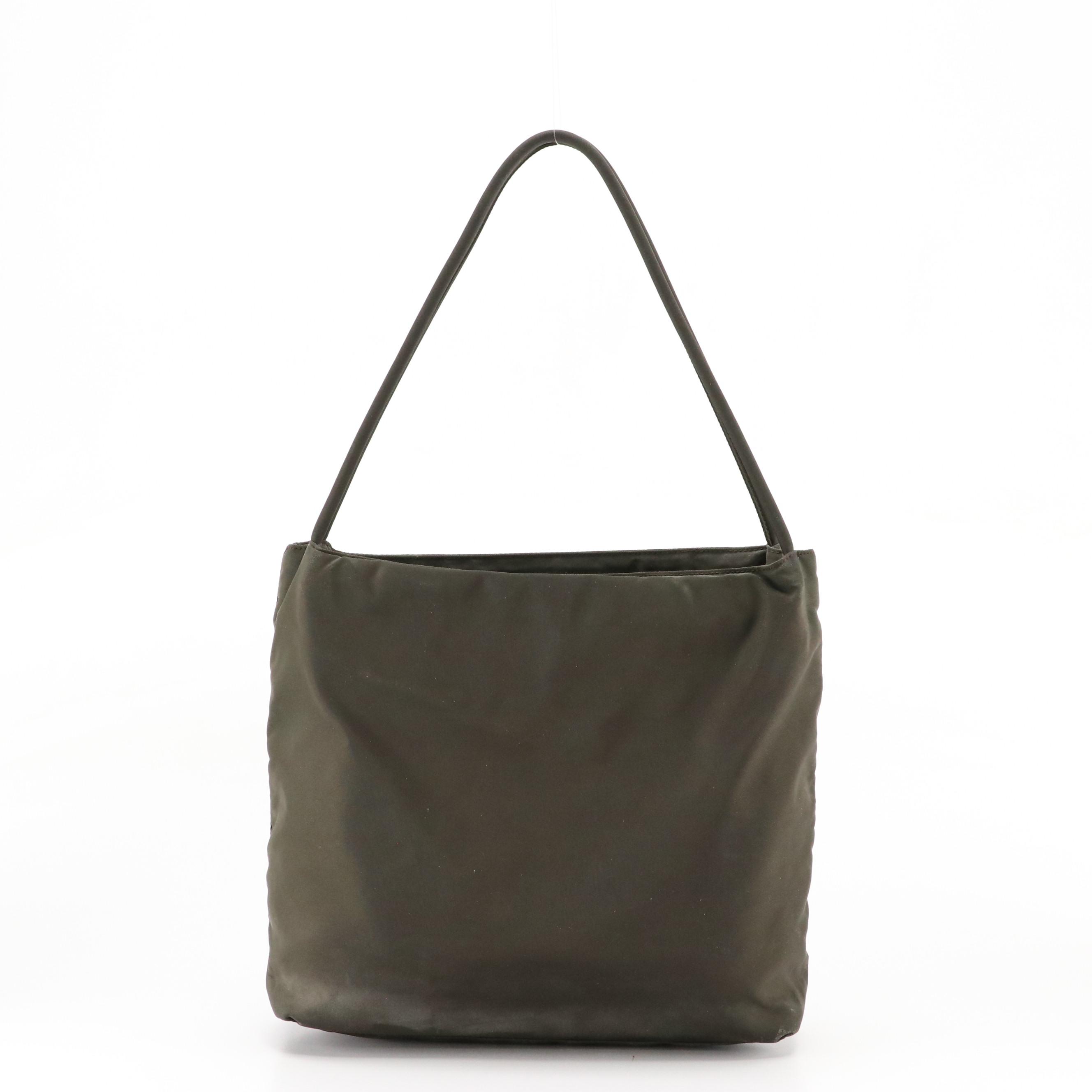 Prada Dark Brown Tessuto Nylon Shoulder Bag