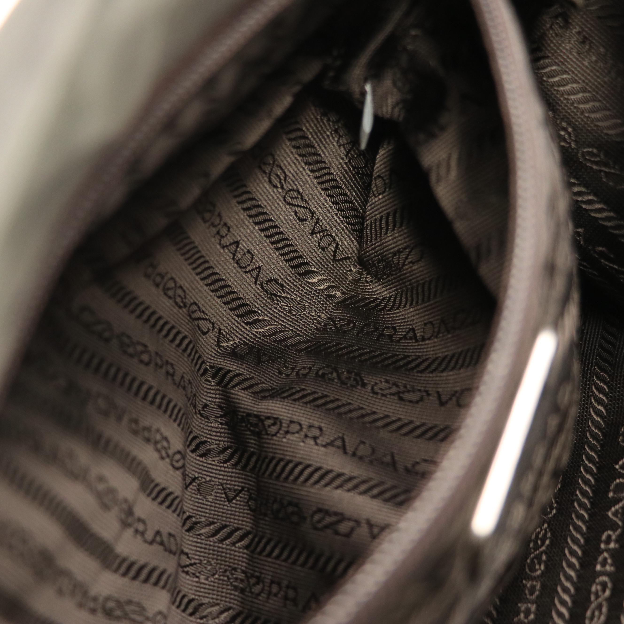 Prada Dark Brown Tessuto Nylon Shoulder Bag