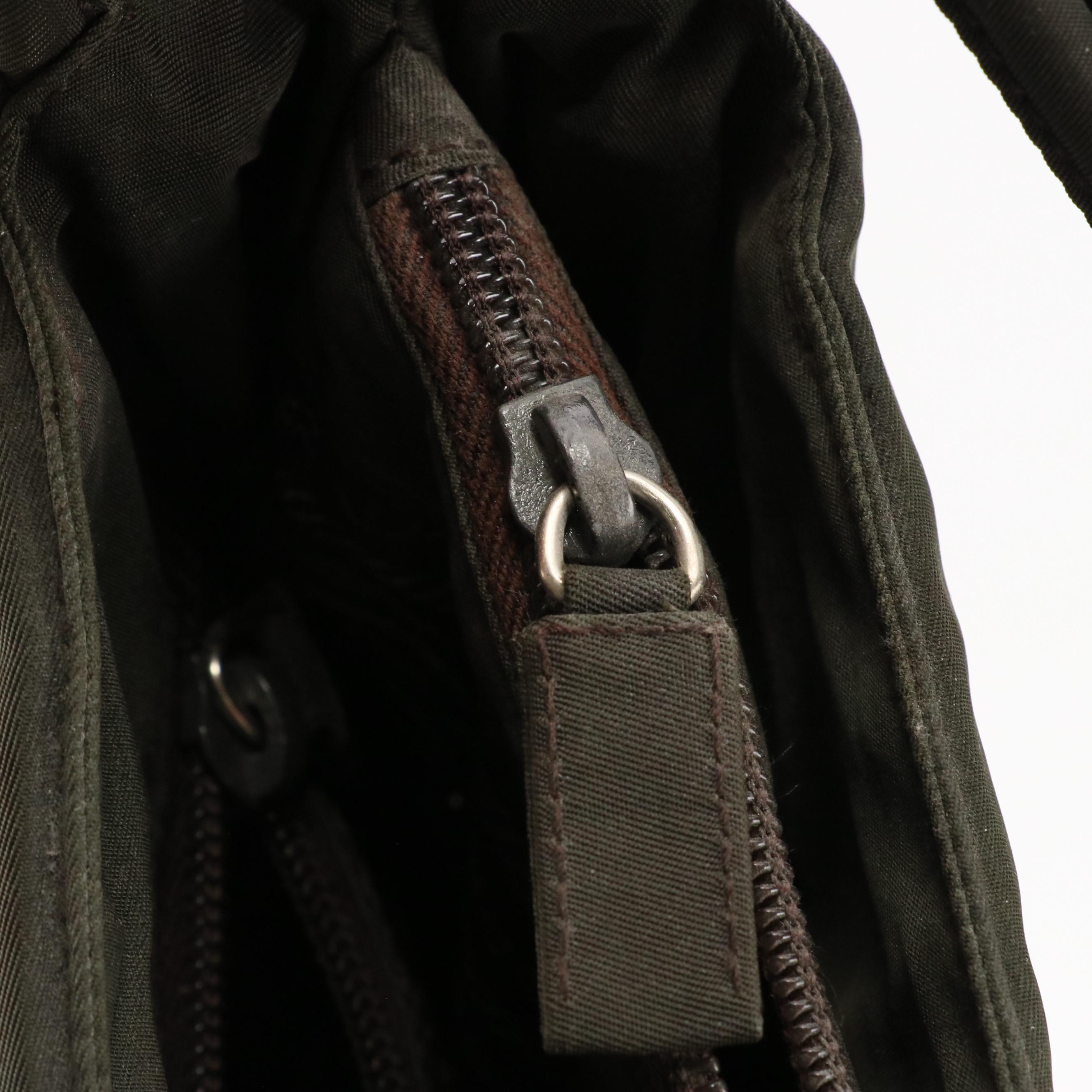 Prada Dark Brown Tessuto Nylon Shoulder Bag