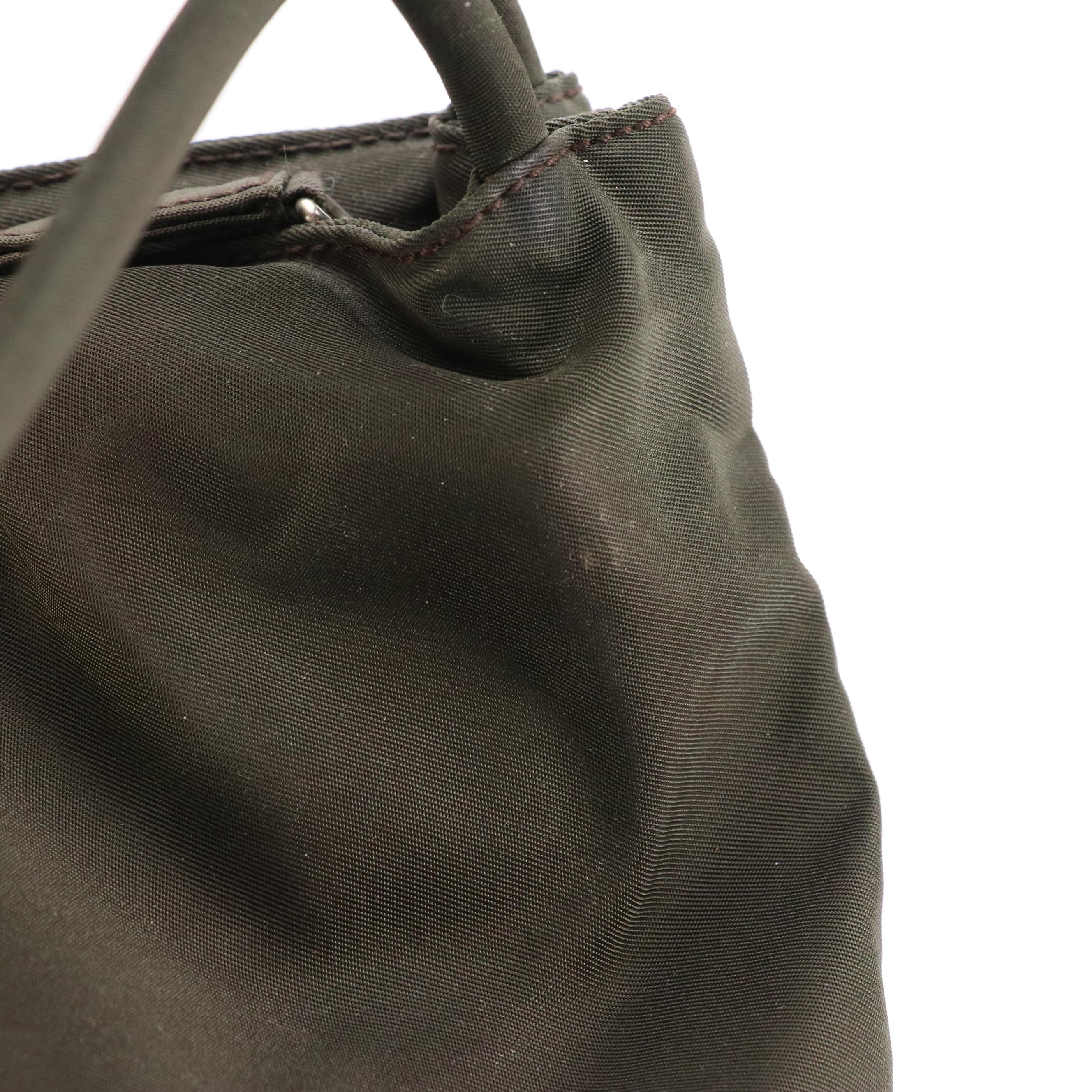 Prada Dark Brown Tessuto Nylon Shoulder Bag
