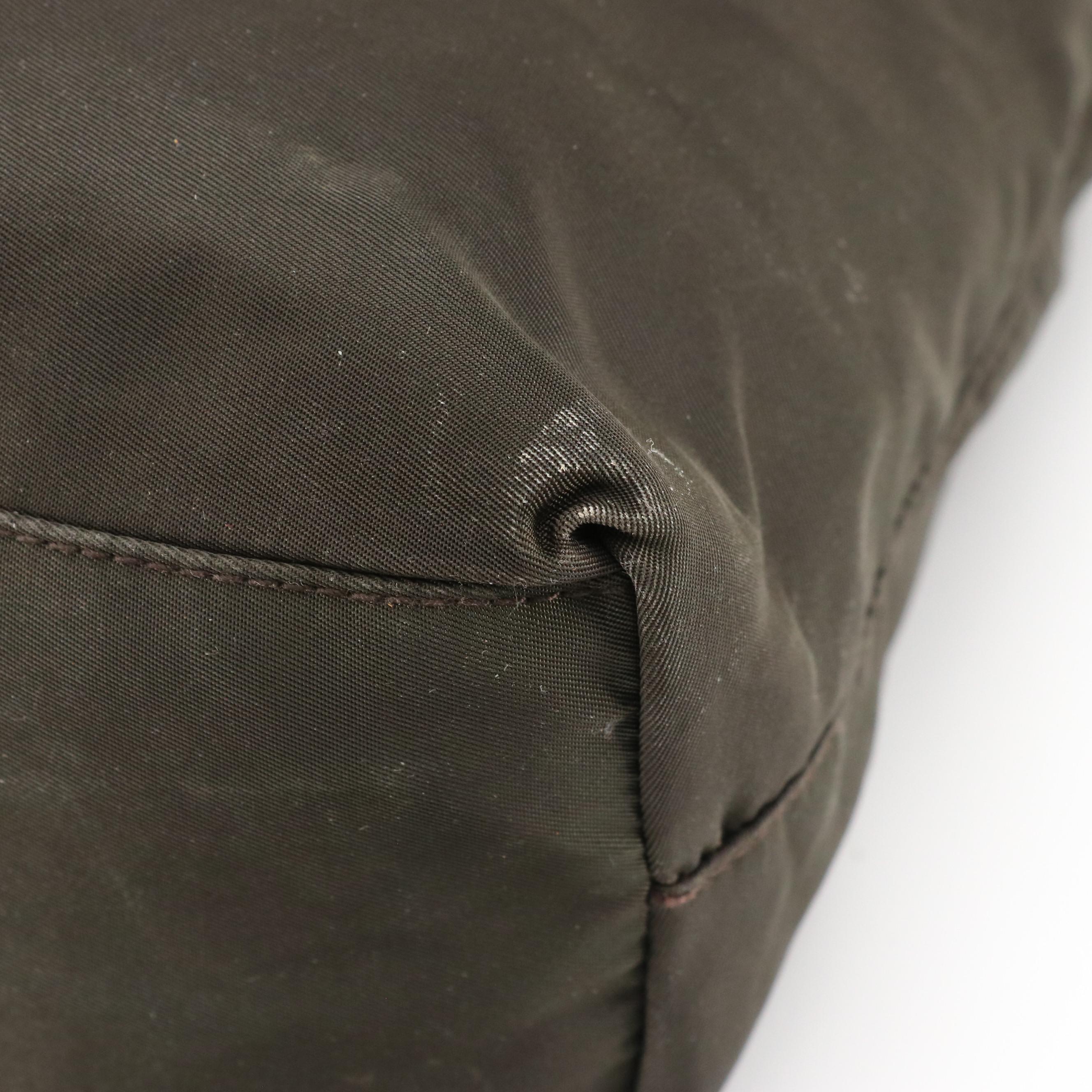 Prada Dark Brown Tessuto Nylon Shoulder Bag