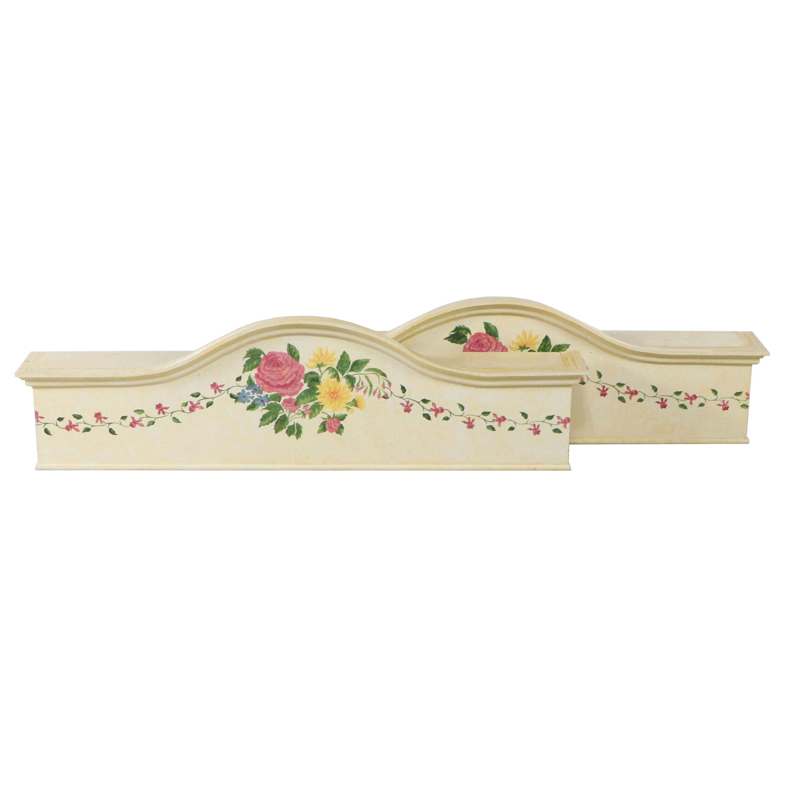 Wooden Hand-Painted Floral Window Box Pelmets