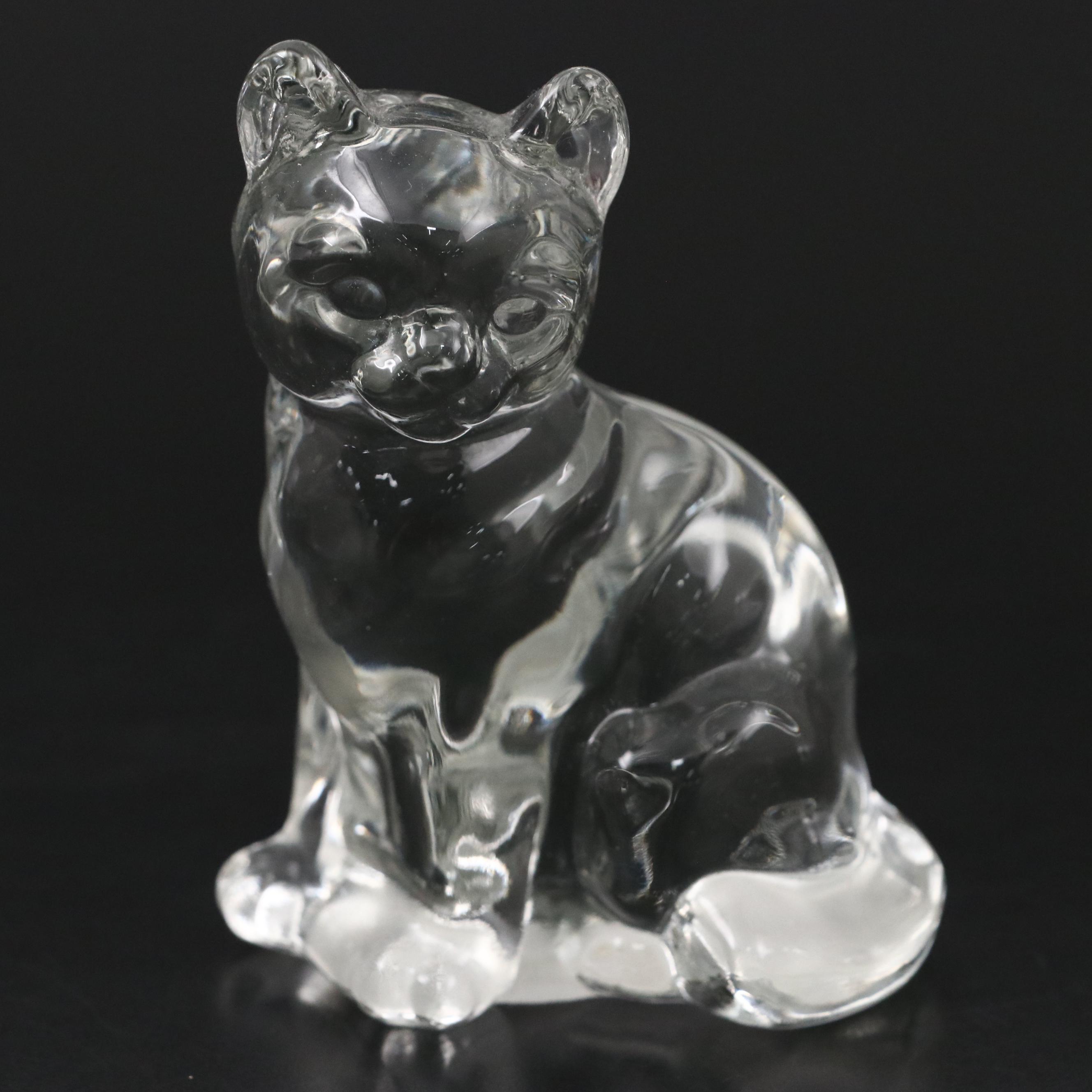 Fenton Glass Cat with St. Clair Glass Bird and Paperweight