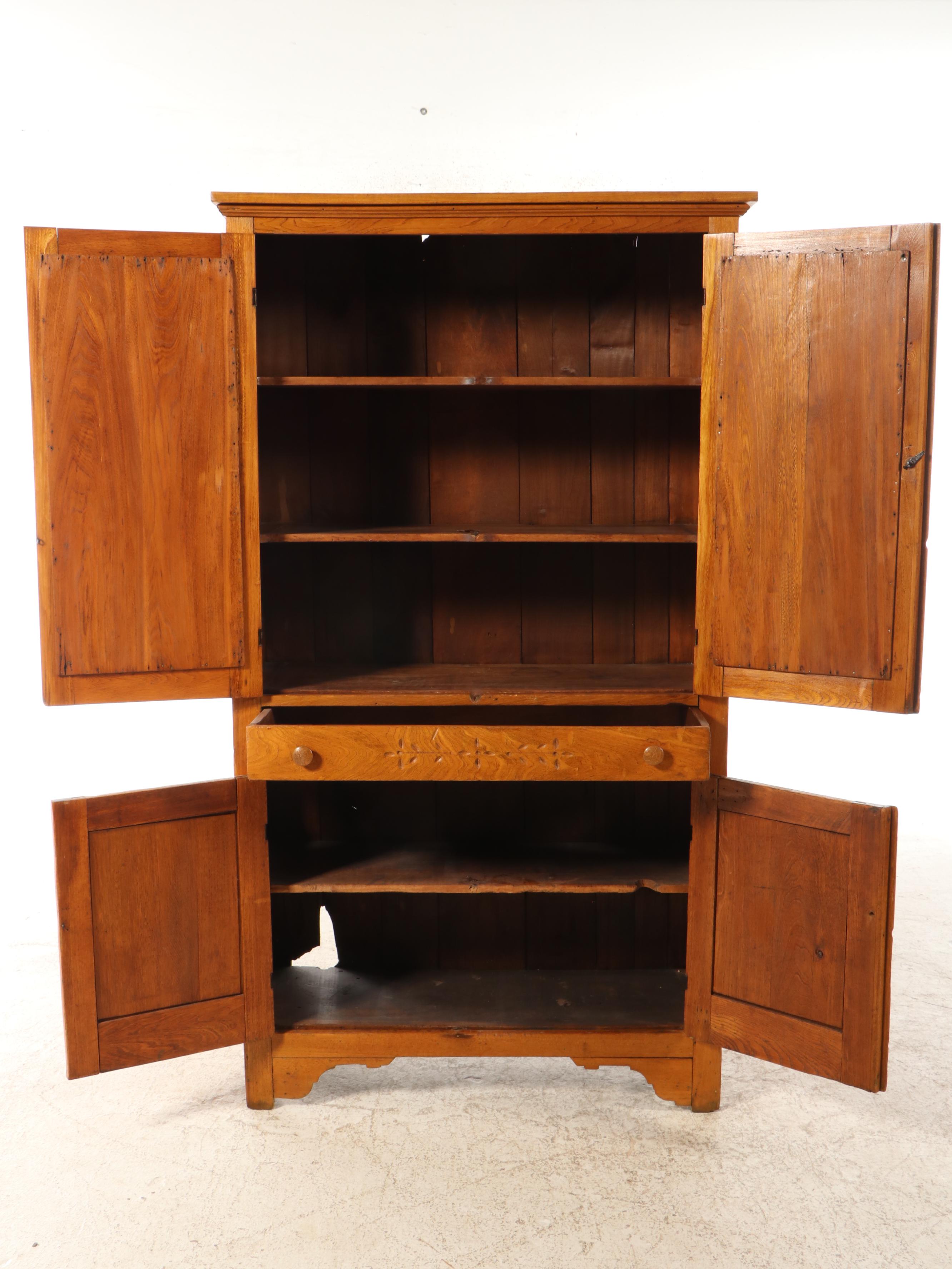 Victorian Carved Oak Pie Cupboard, Late 19th Century