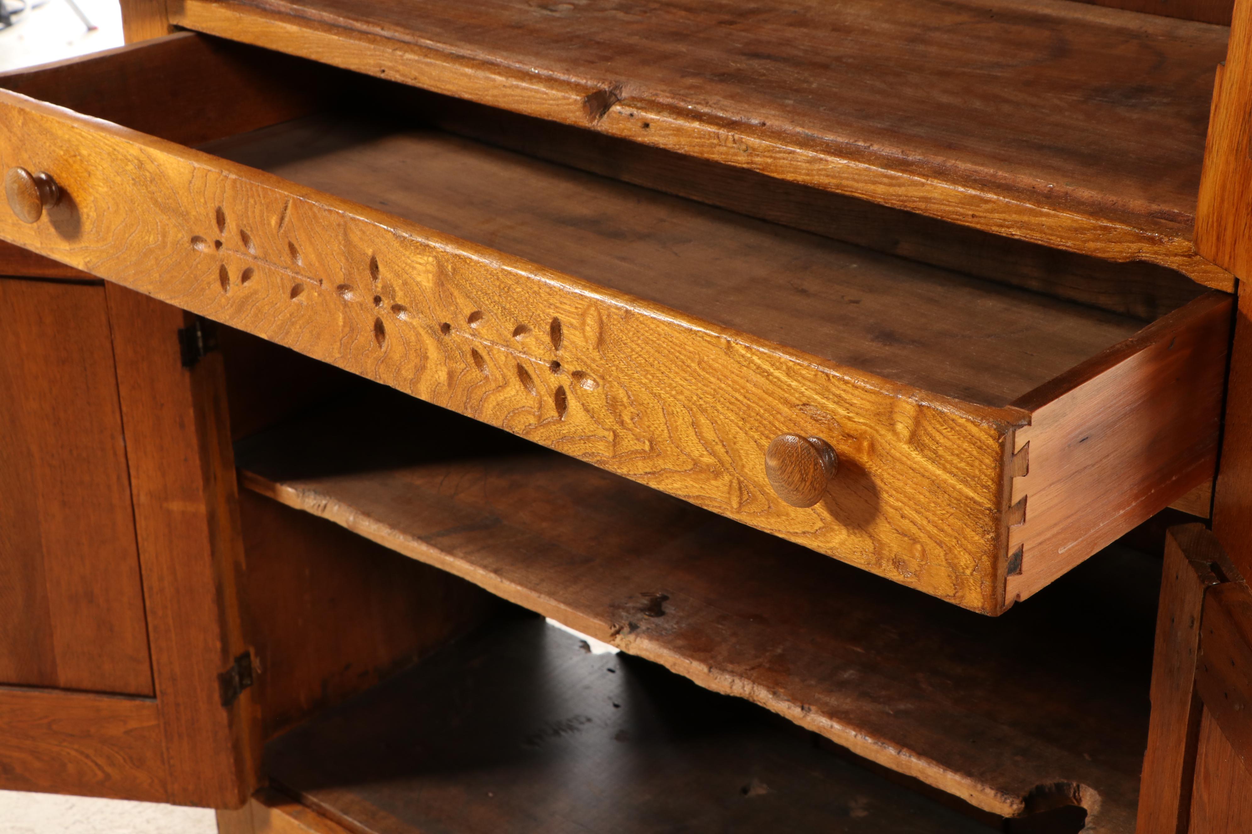 Victorian Carved Oak Pie Cupboard, Late 19th Century