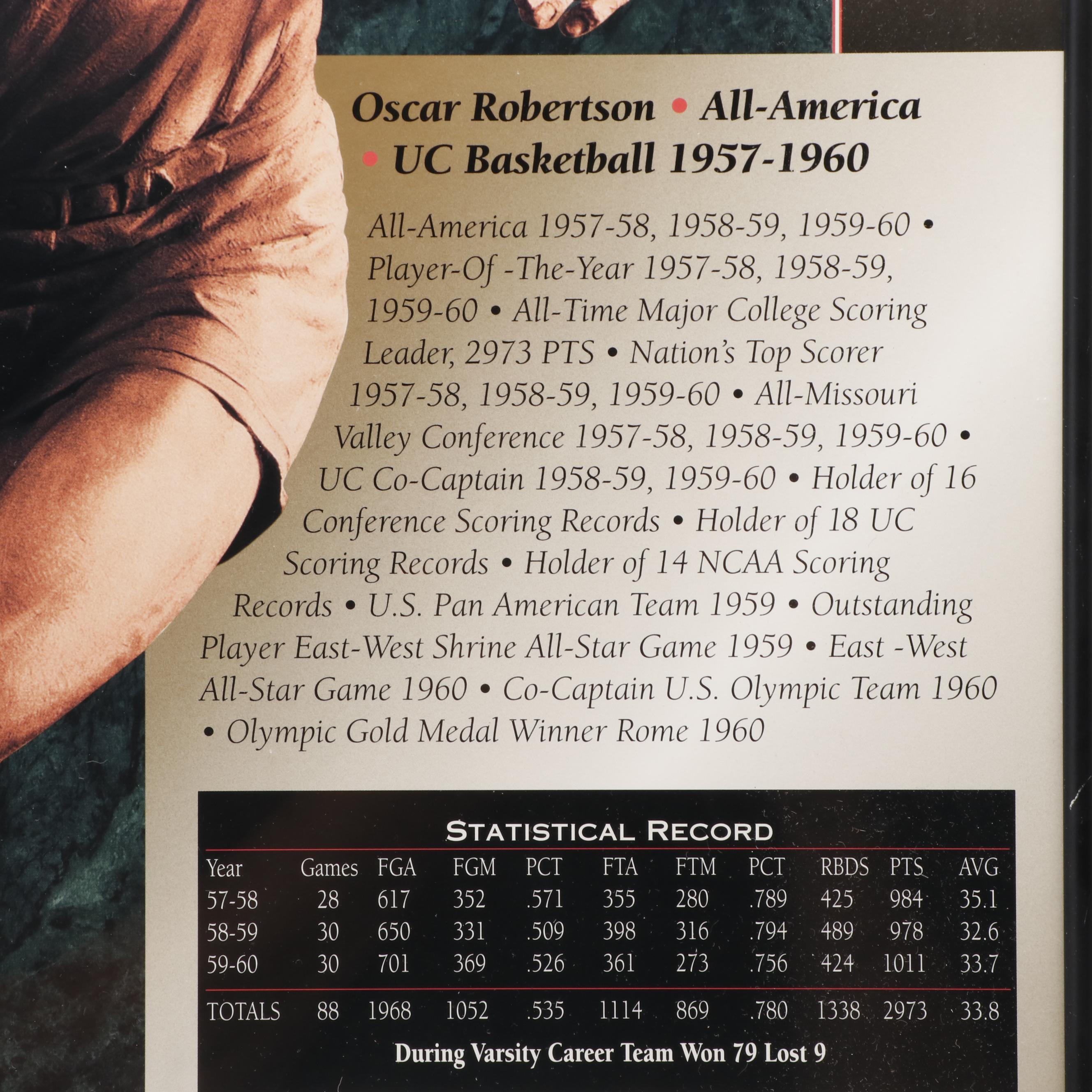 Framed and Signed Oscar Robertson University of Cincinnati Poster, JSA