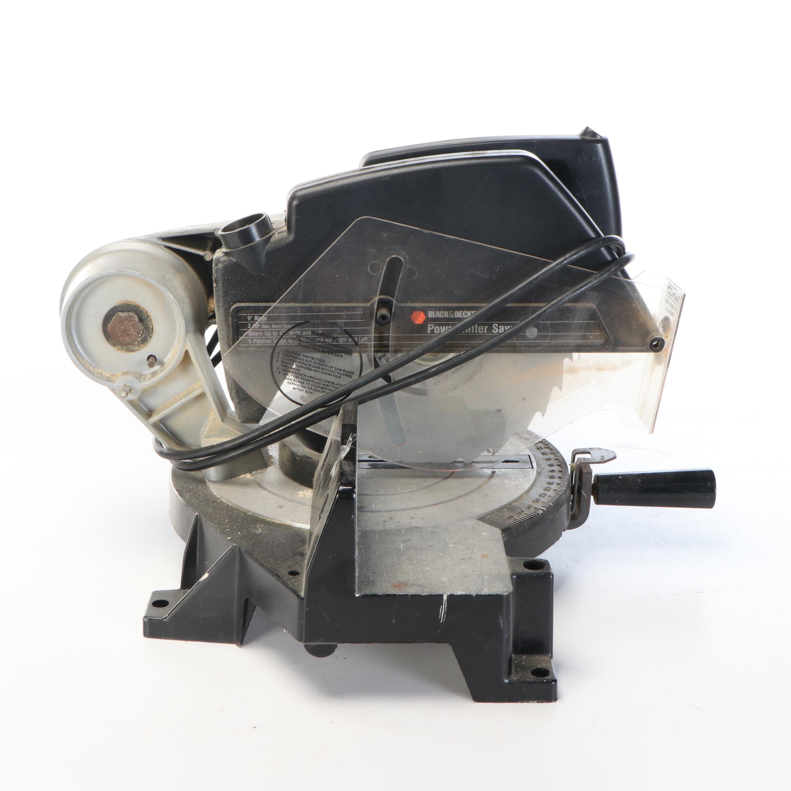 Black + Decker Miter Saw with Collins Bench Grinder and Other Accessories