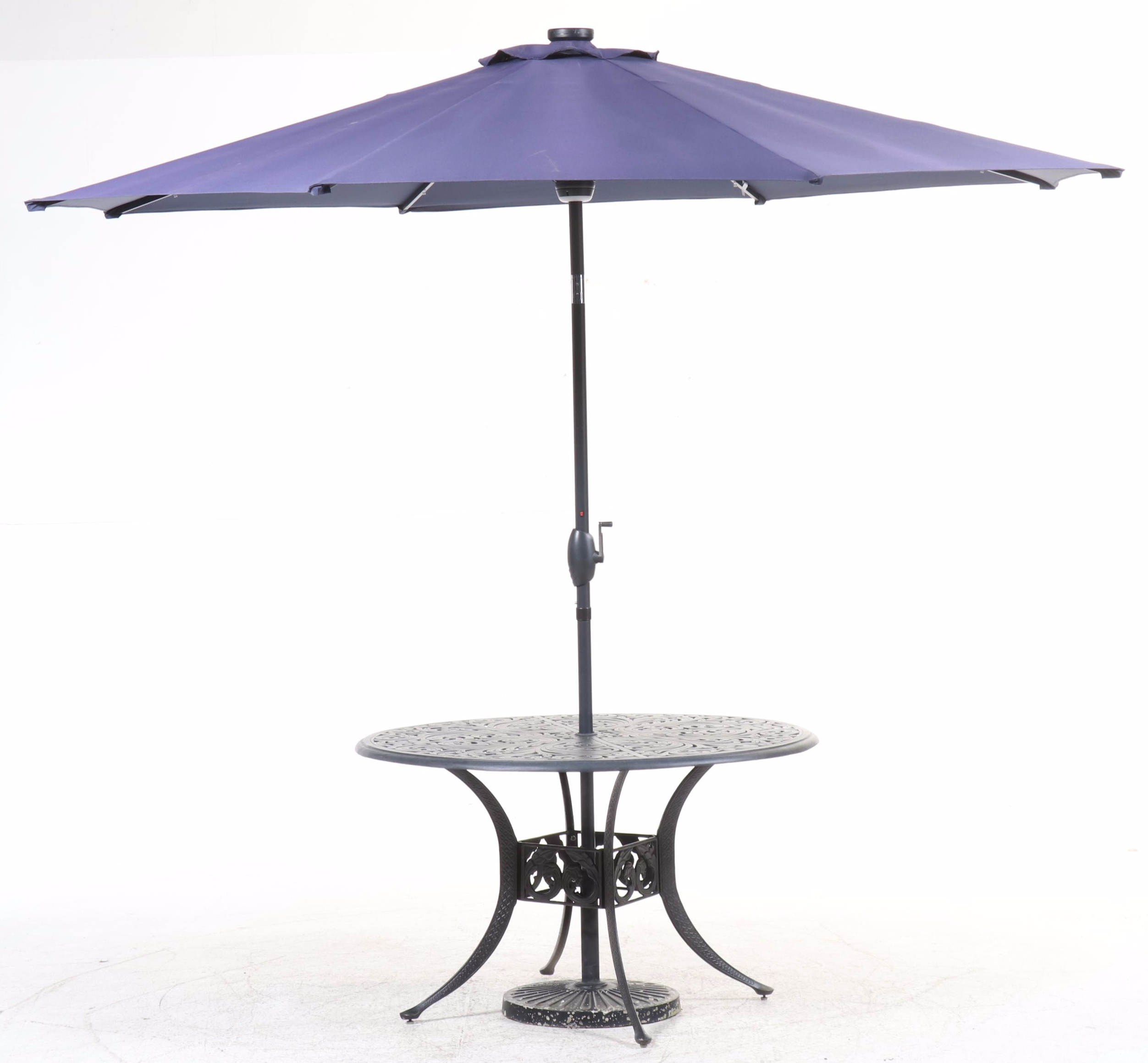Five-Piece Cast Aluminum Patio Dining Set with Umbrella