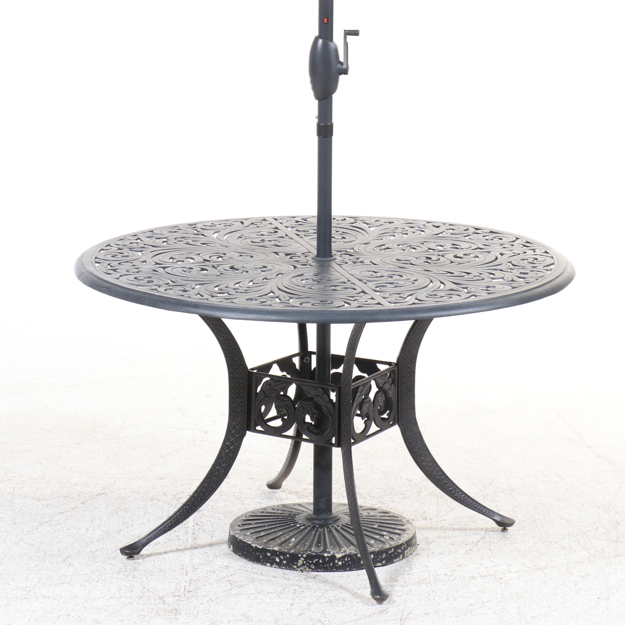 Five-Piece Cast Aluminum Patio Dining Set with Umbrella