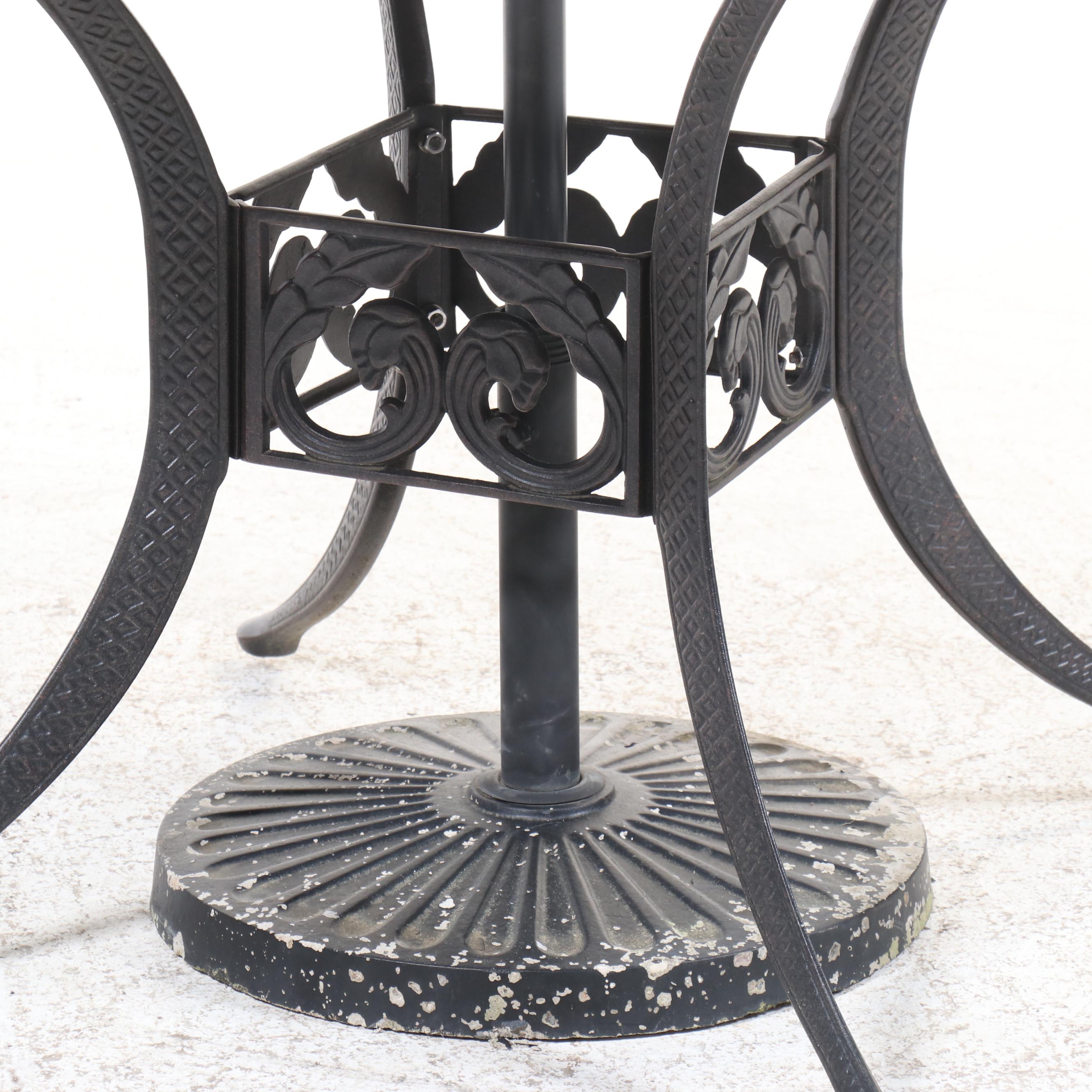 Five-Piece Cast Aluminum Patio Dining Set with Umbrella