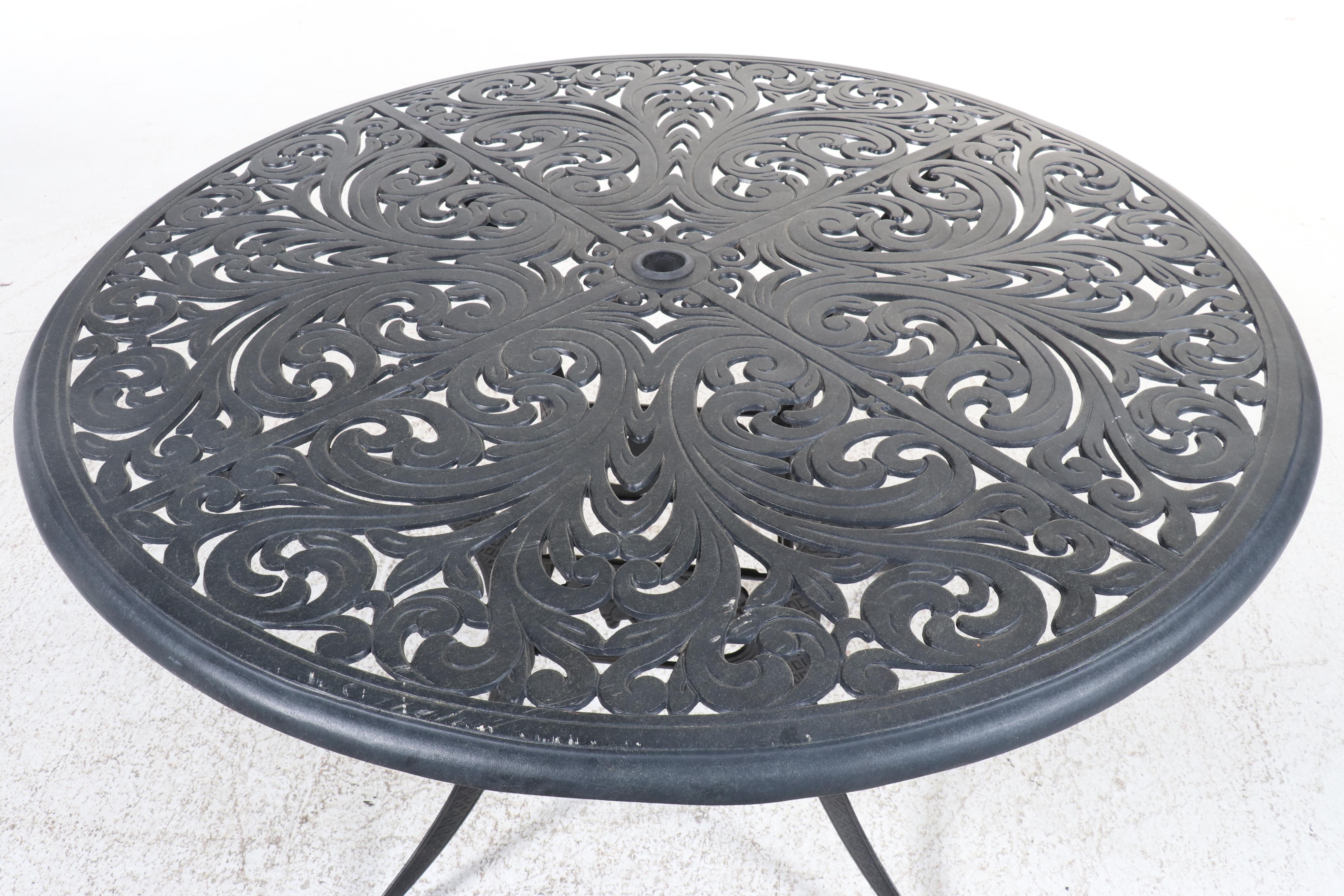Five-Piece Cast Aluminum Patio Dining Set with Umbrella