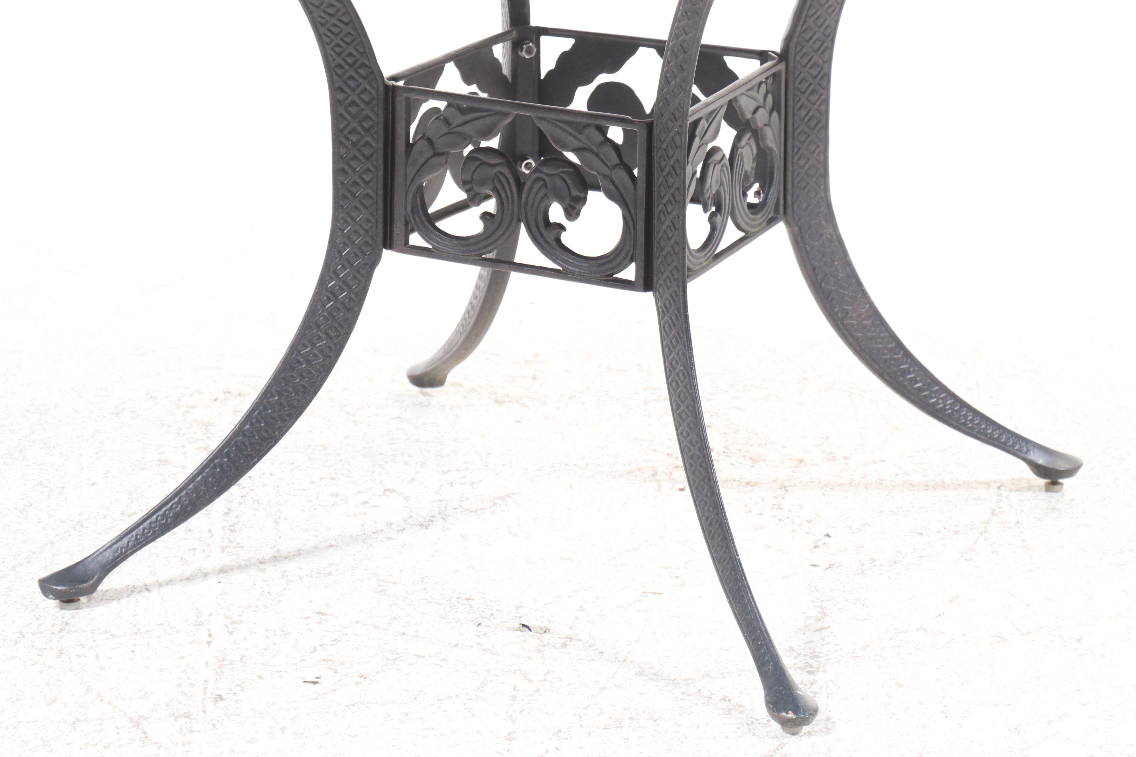 Five-Piece Cast Aluminum Patio Dining Set with Umbrella