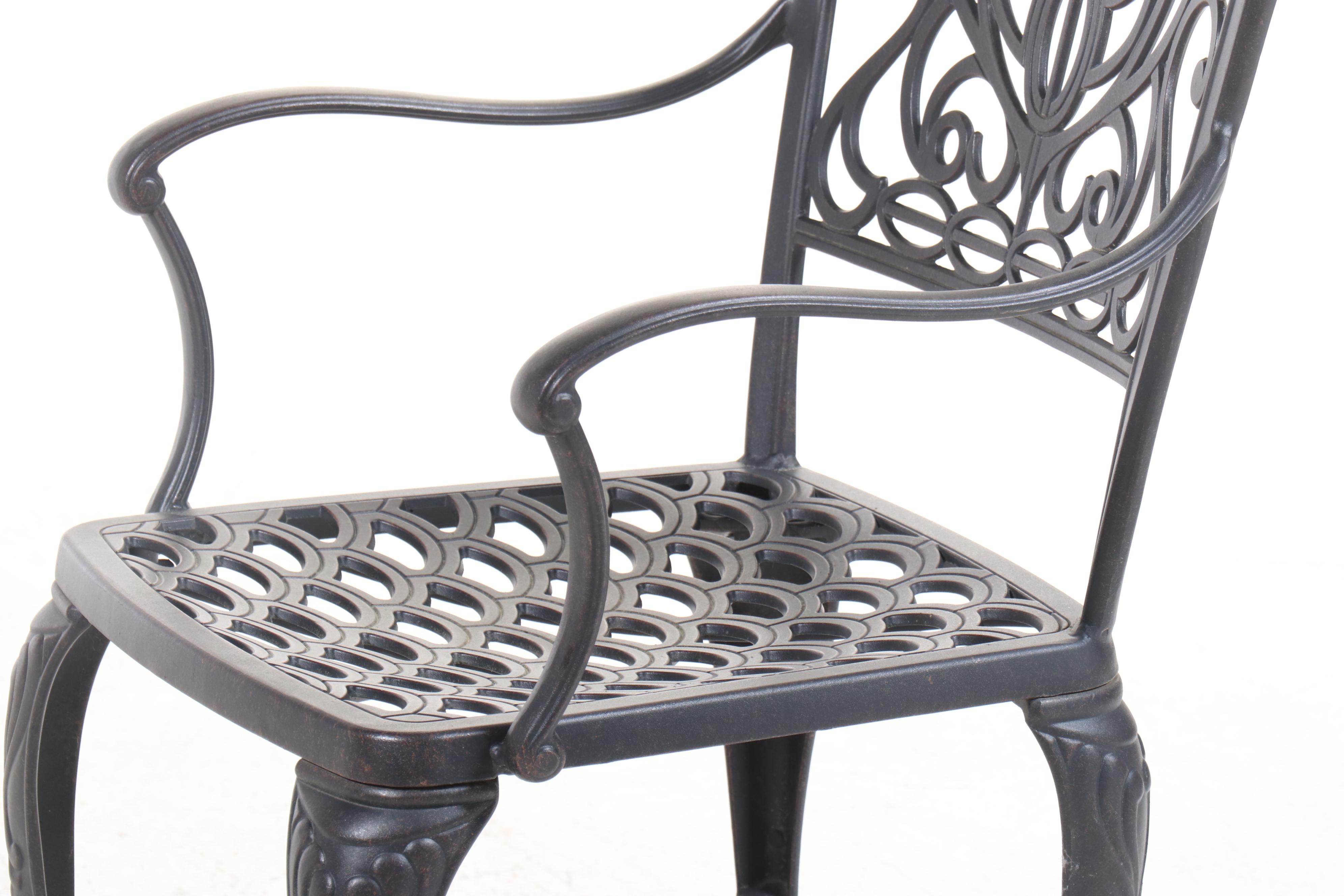 Five-Piece Cast Aluminum Patio Dining Set with Umbrella