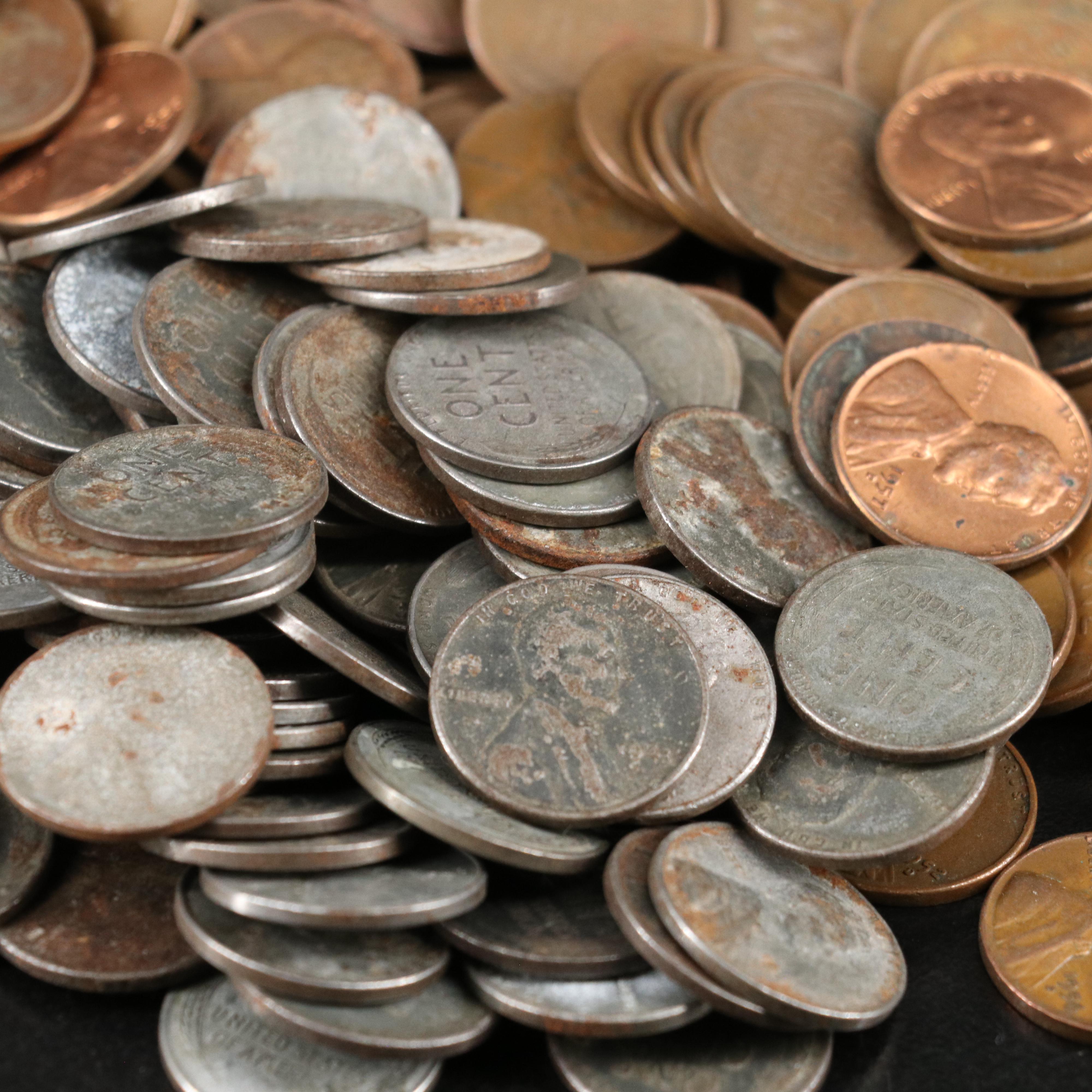 1,000 Lincoln Wheat Cents, Including 100 WWII Steel Cents