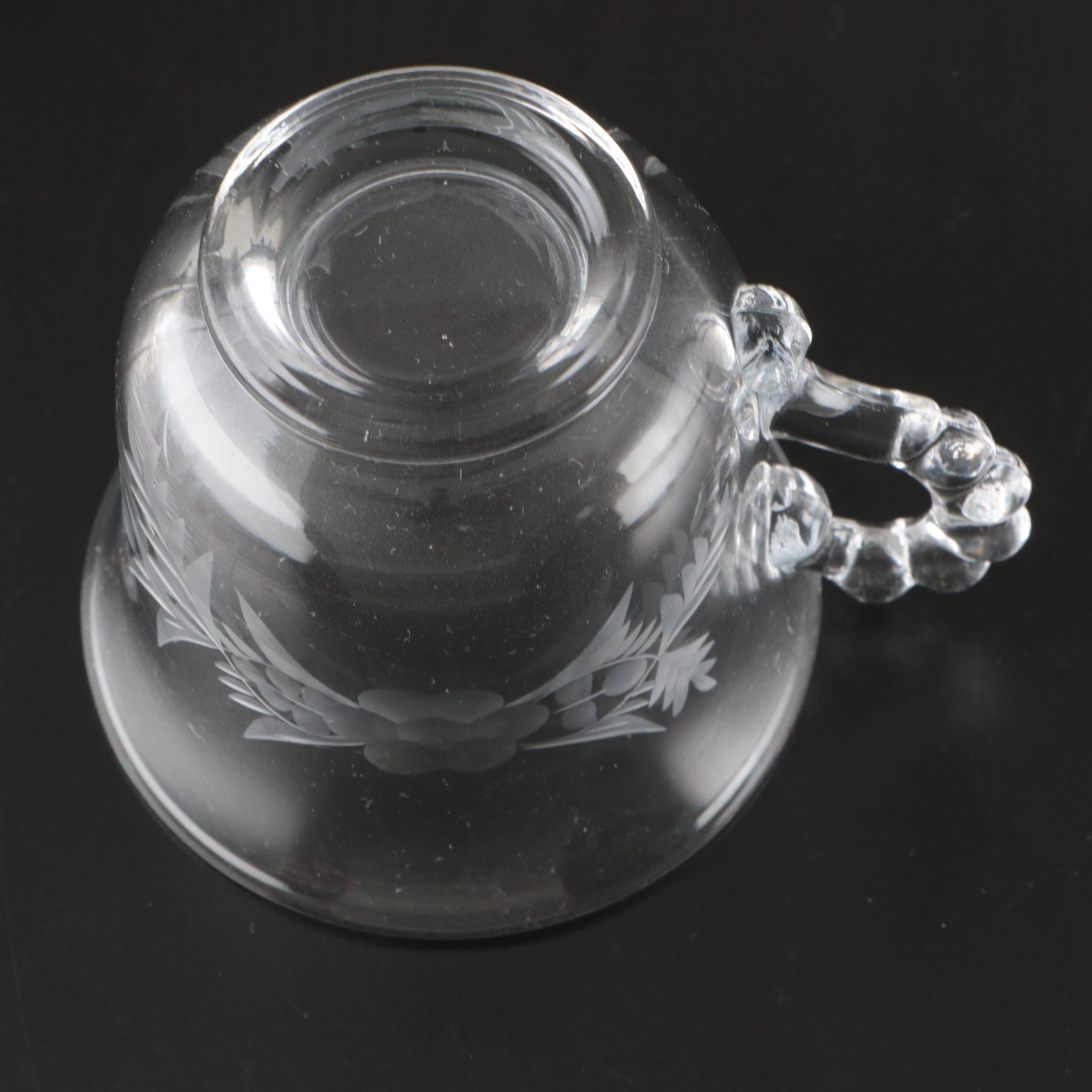 Imperial Glass Etched Glass Tumblers and Punch Cups, 20th Century