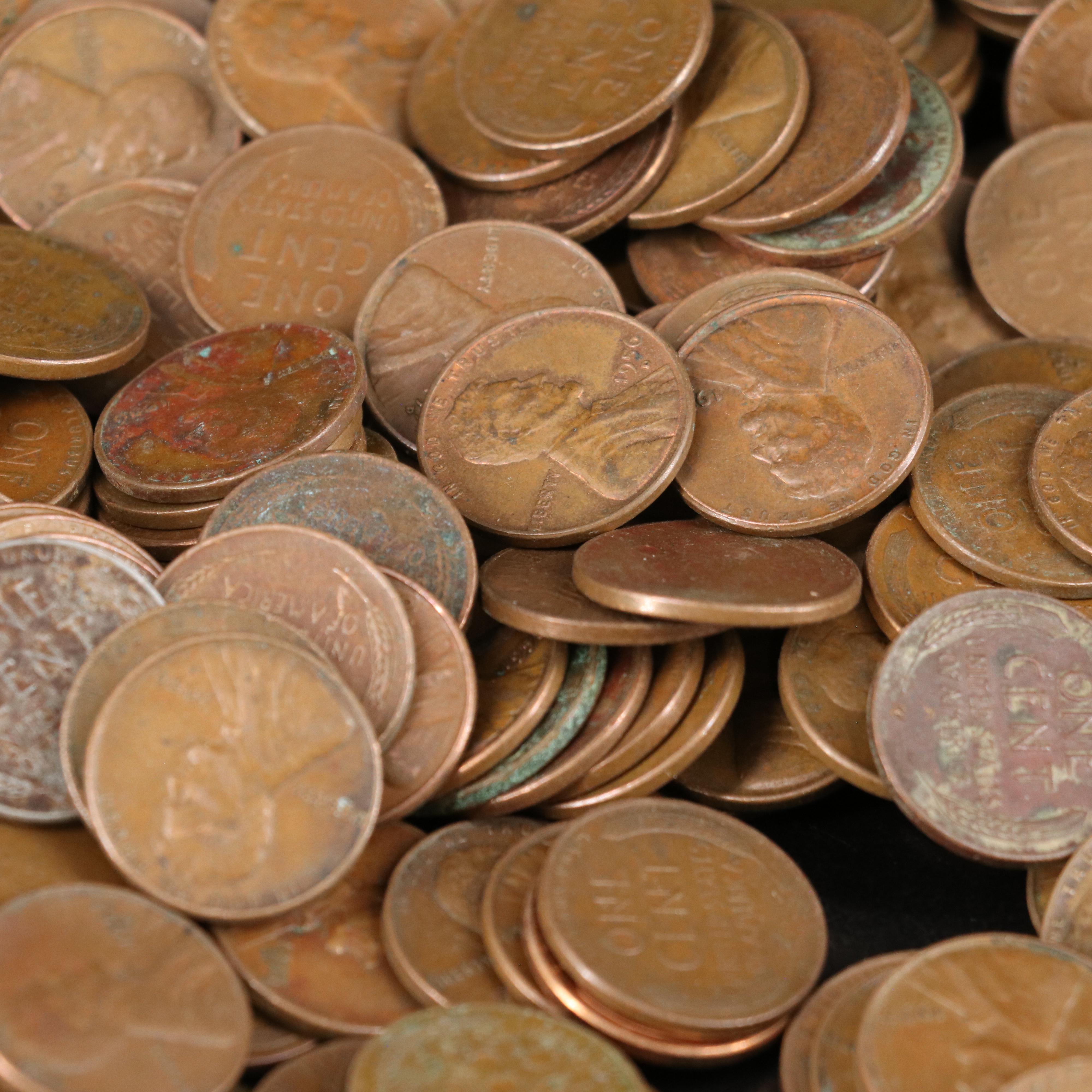 1,000 Lincoln Wheat Cents, Including 100 WWII Steel Cents