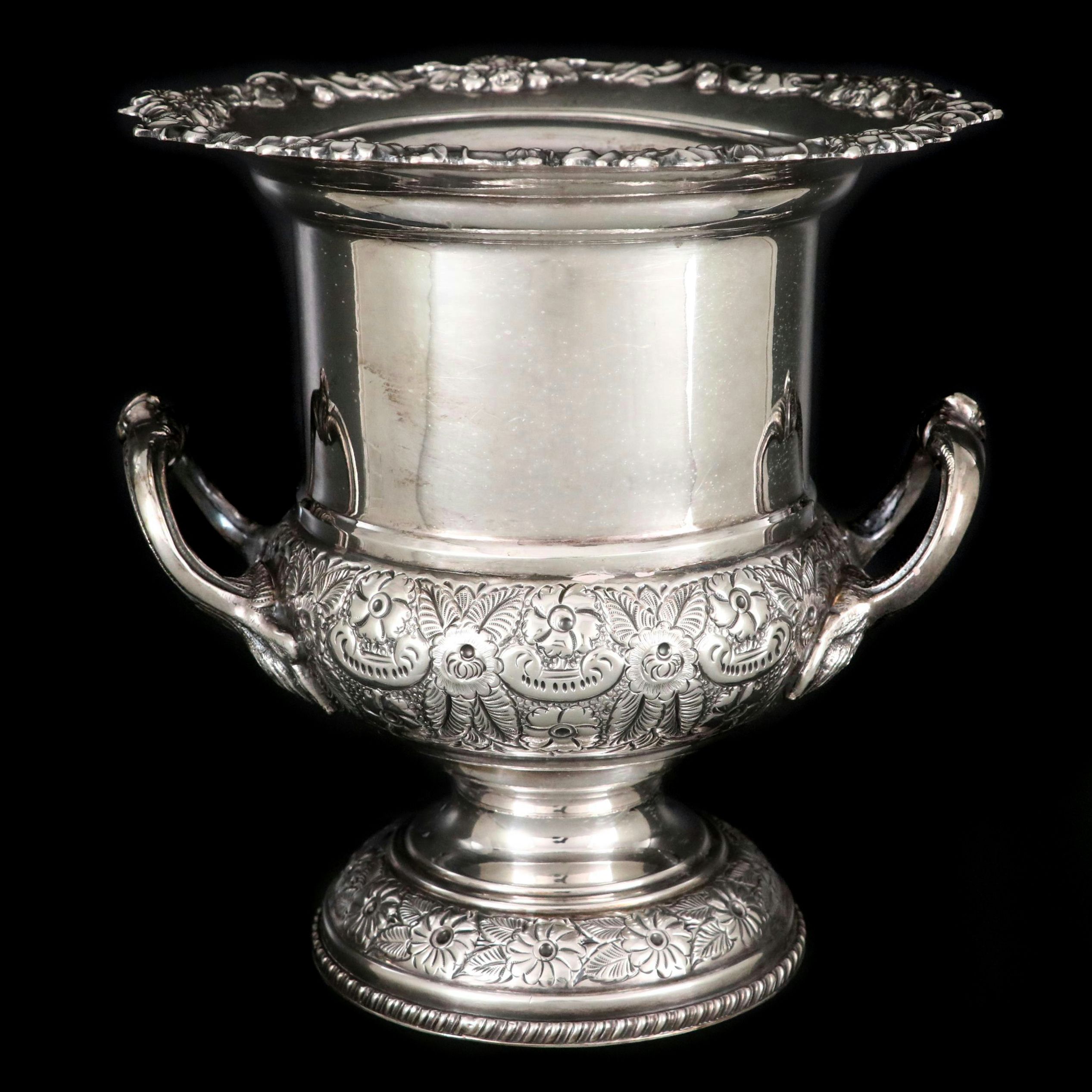 English Regency Style Silver Plate Champagne Bucket, 20th Century