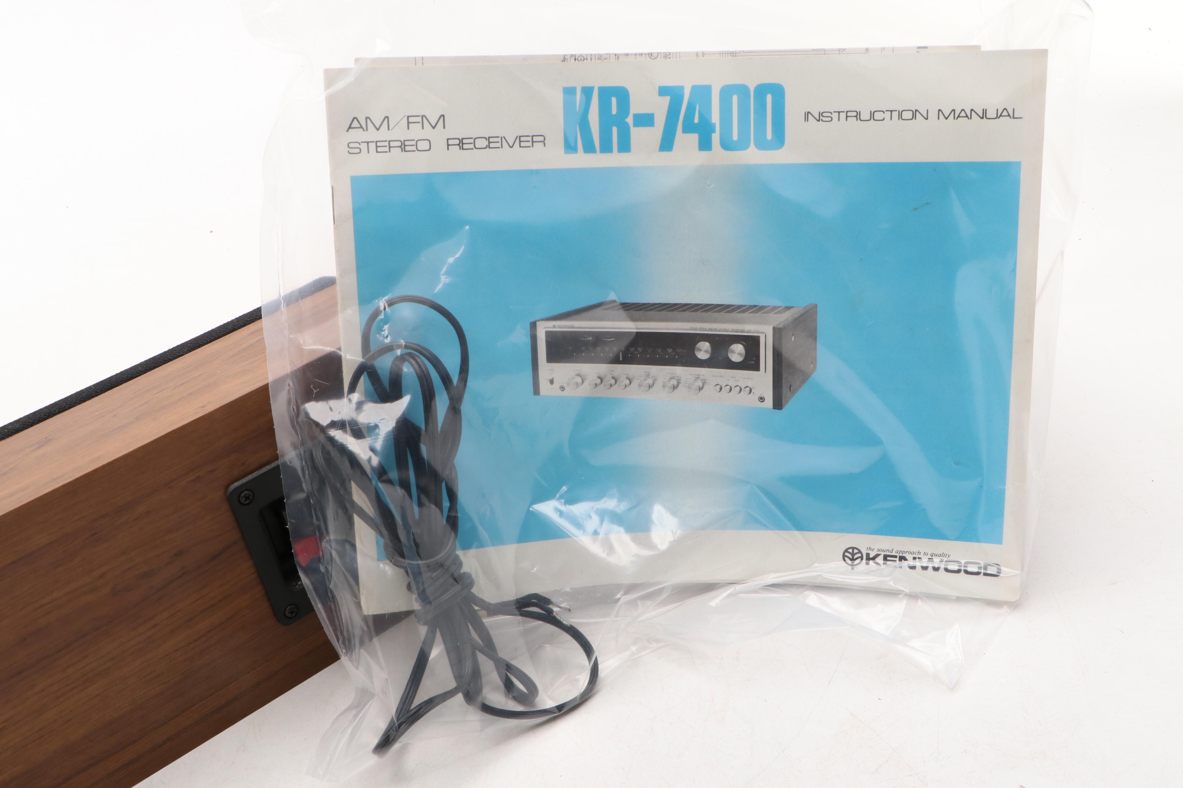 Kenwood KR-7400 Solid State AM/FM Stereo Receiver with Speakers, 1975