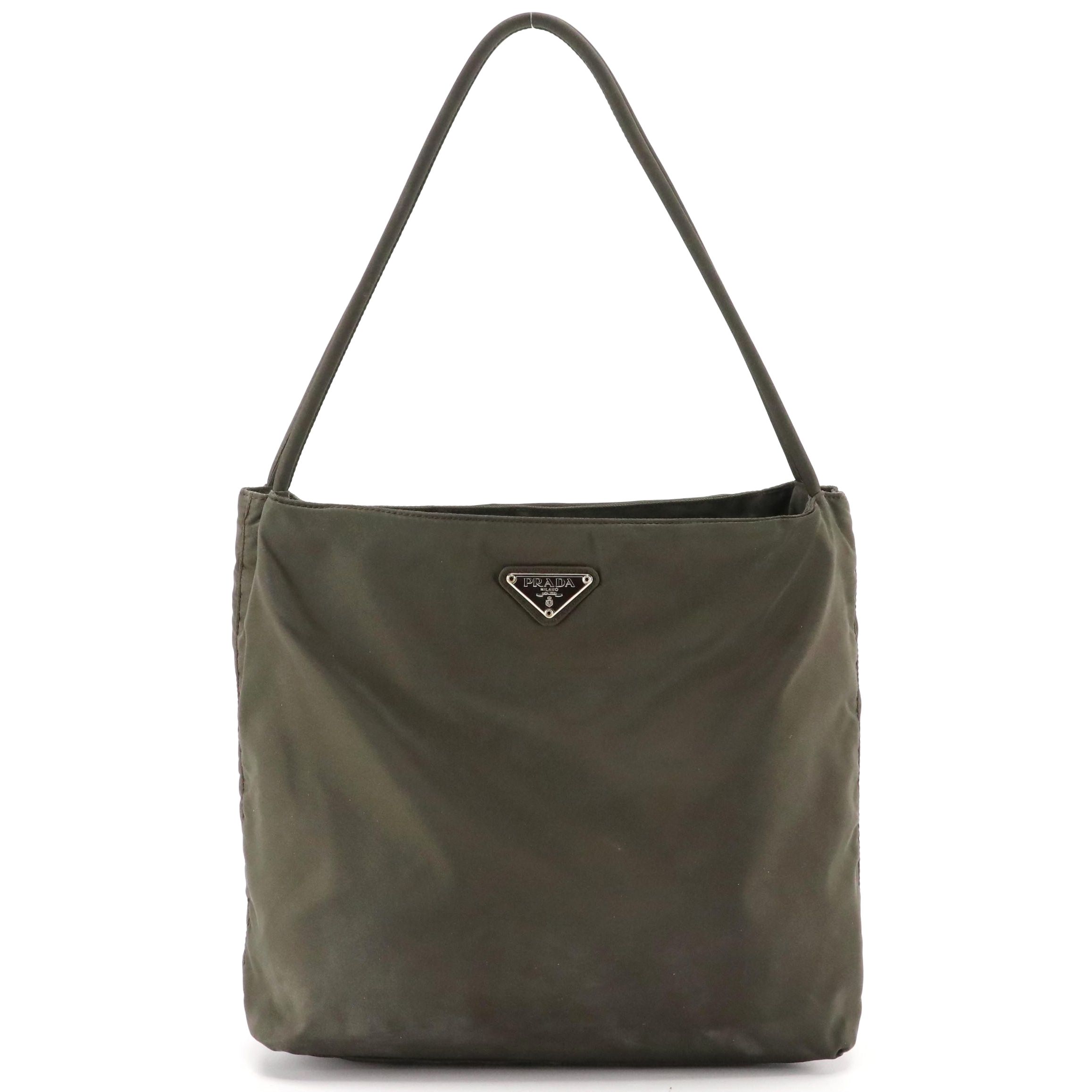 Prada Dark Brown Tessuto Nylon Shoulder Bag