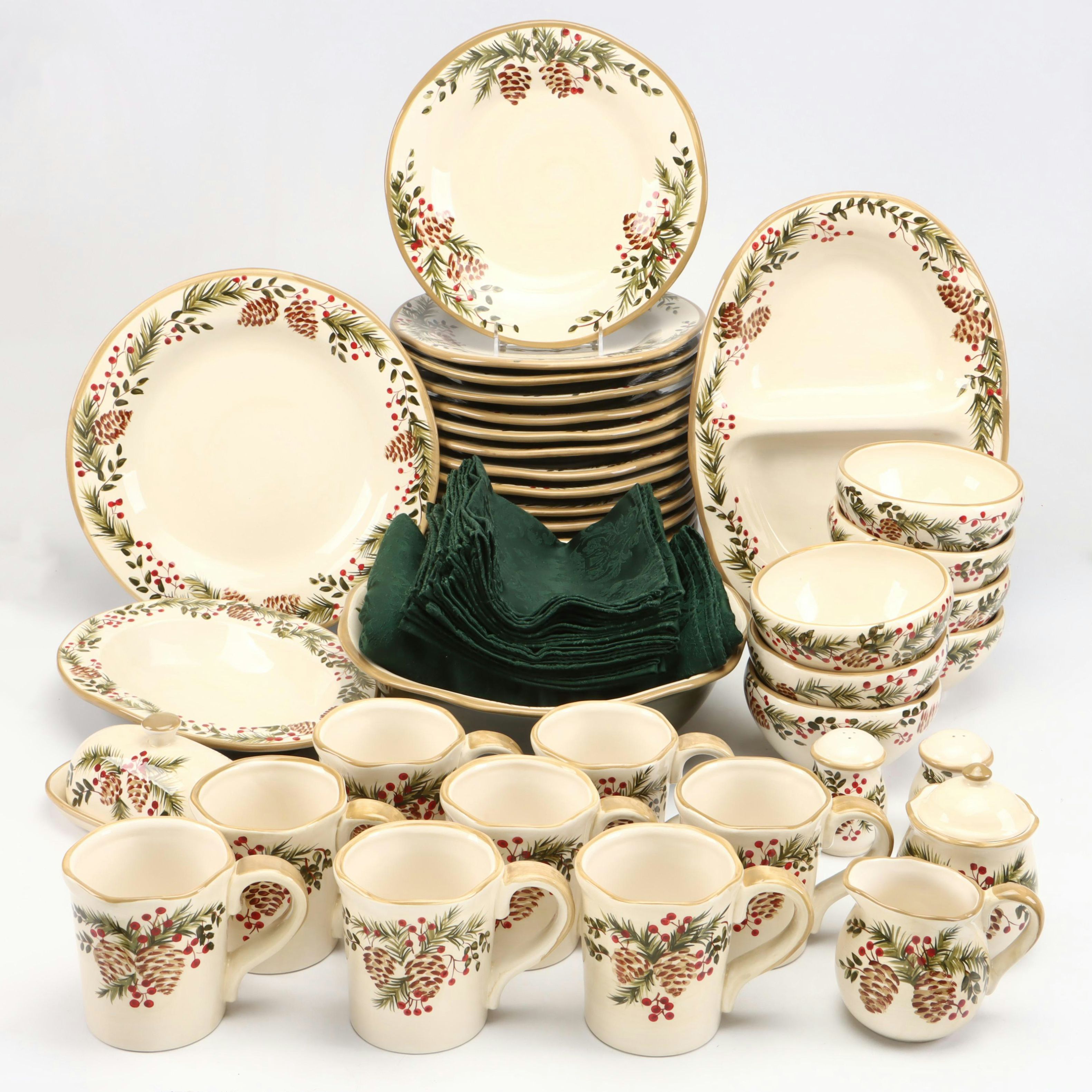 Target Home "Pine and Berries" Ceramic Dinnerware and Table Linens