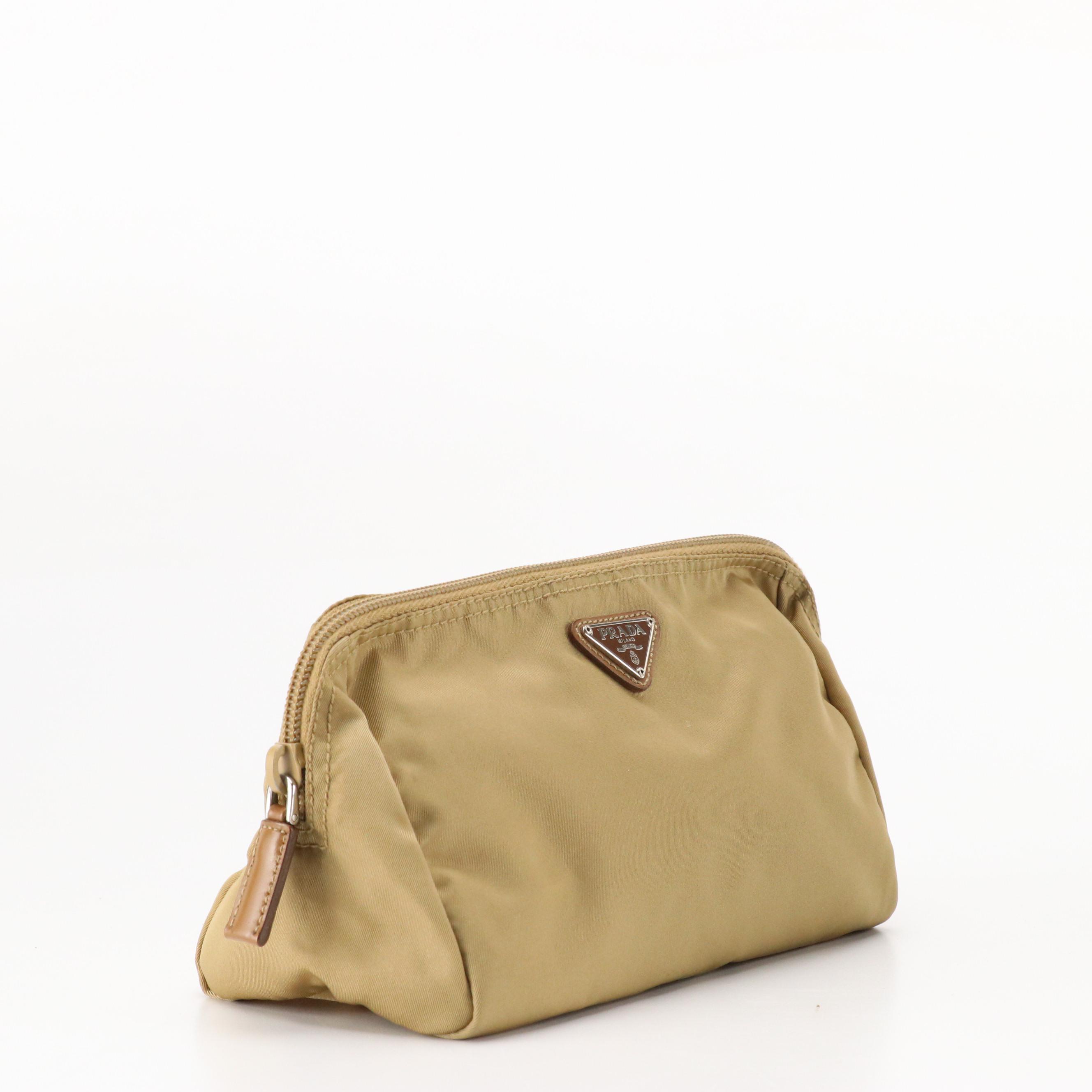 Prada Zip Pouch in Neutral Nylon