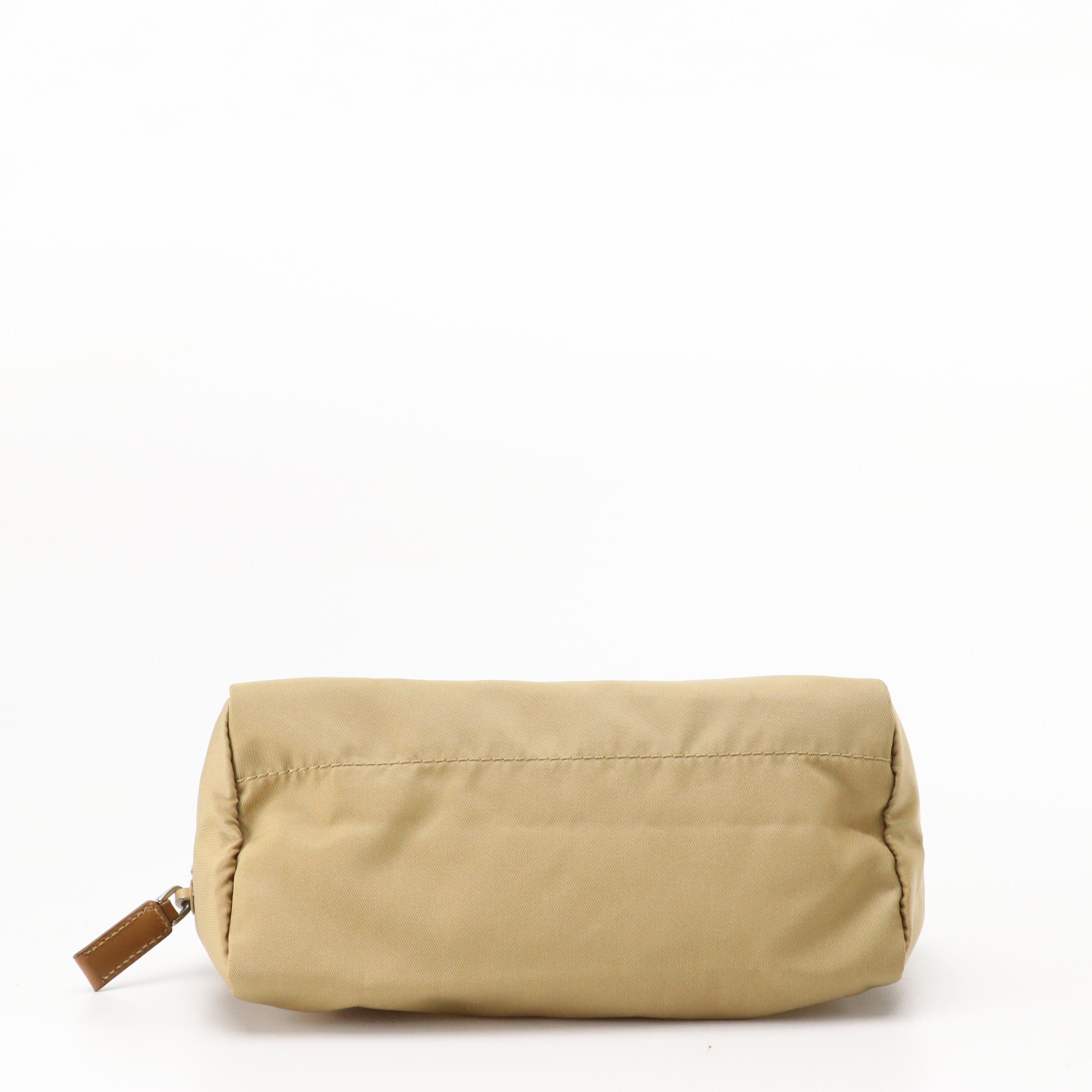 Prada Zip Pouch in Neutral Nylon