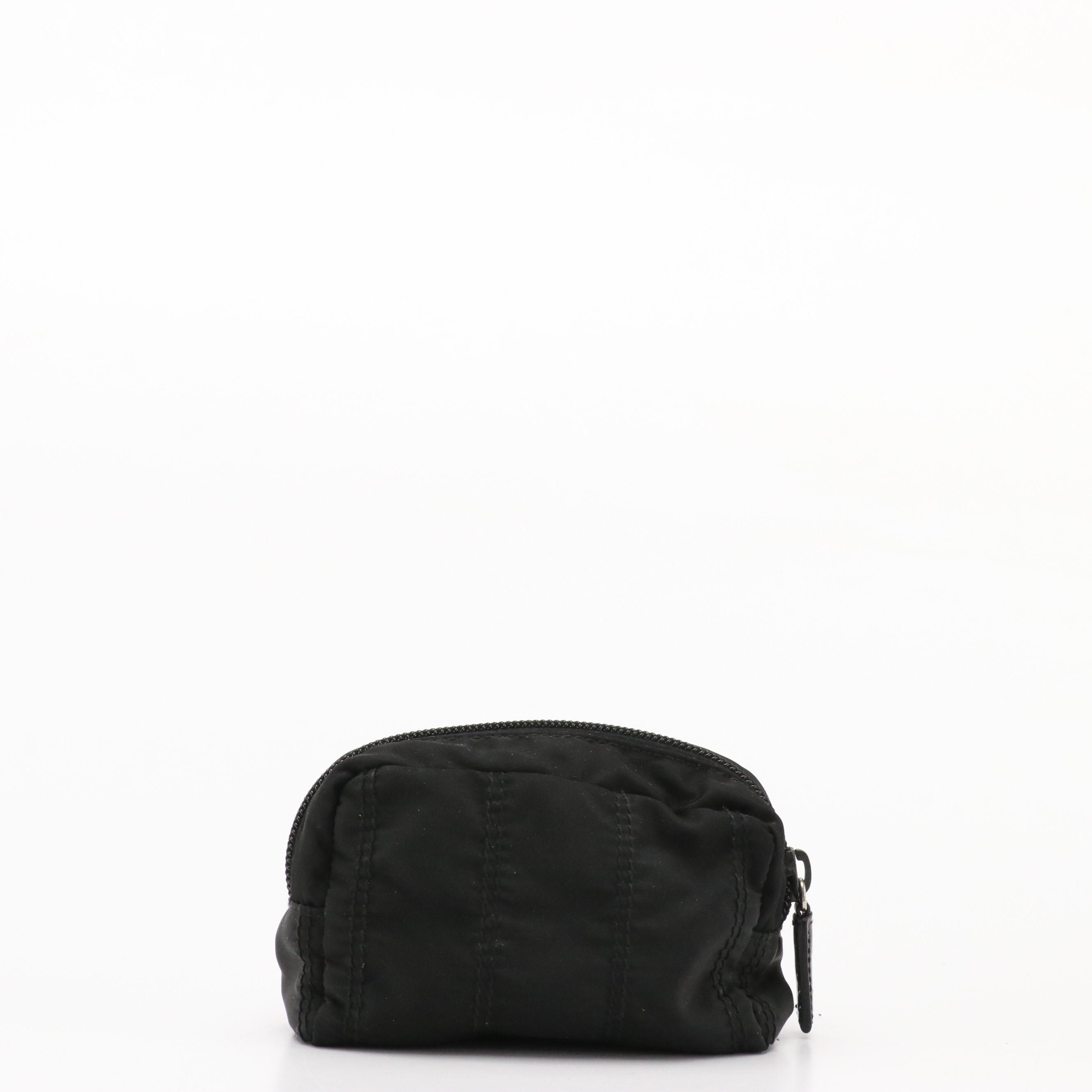 Prada Small Zip Pouch in Black Stitched Nylon