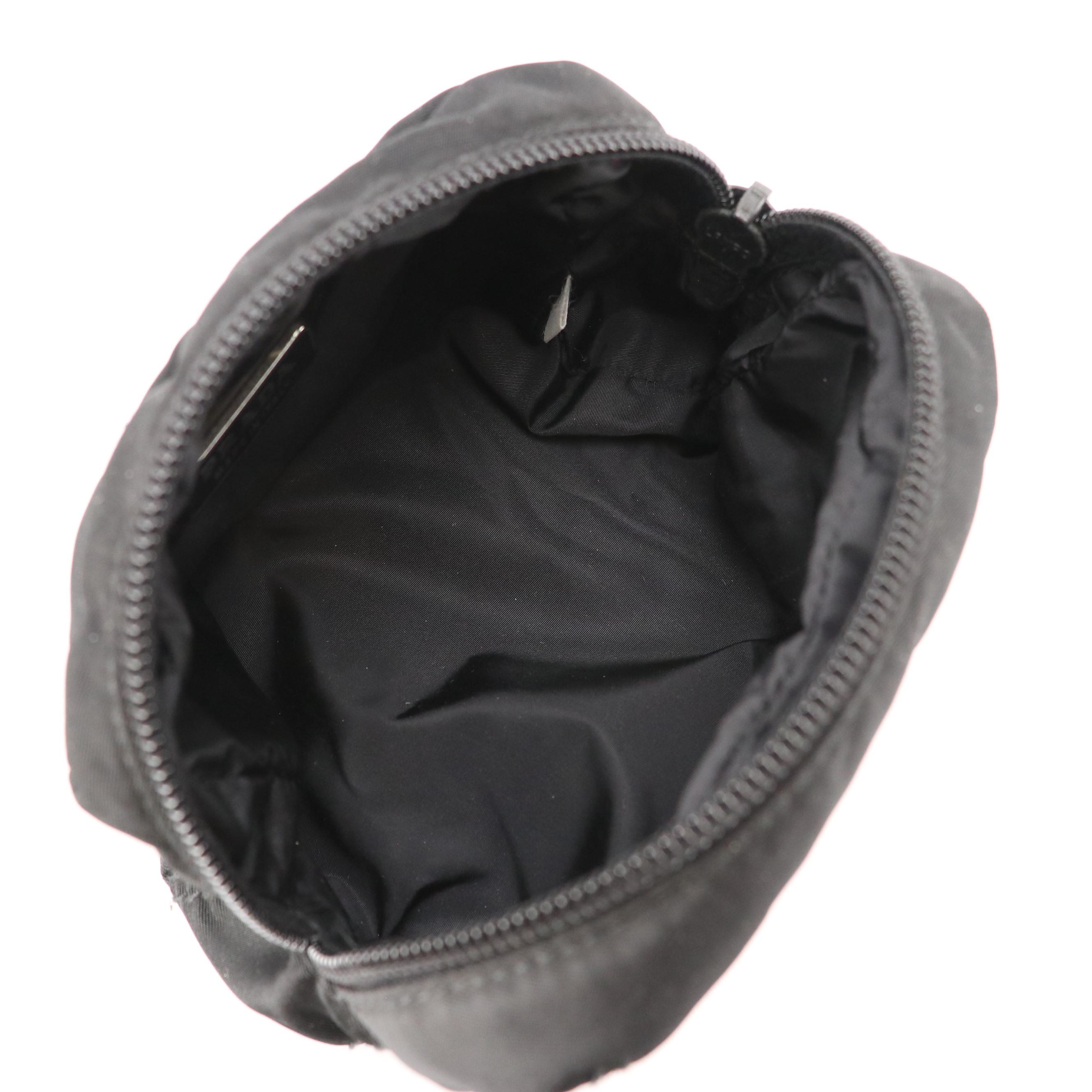 Prada Small Zip Pouch in Black Stitched Nylon