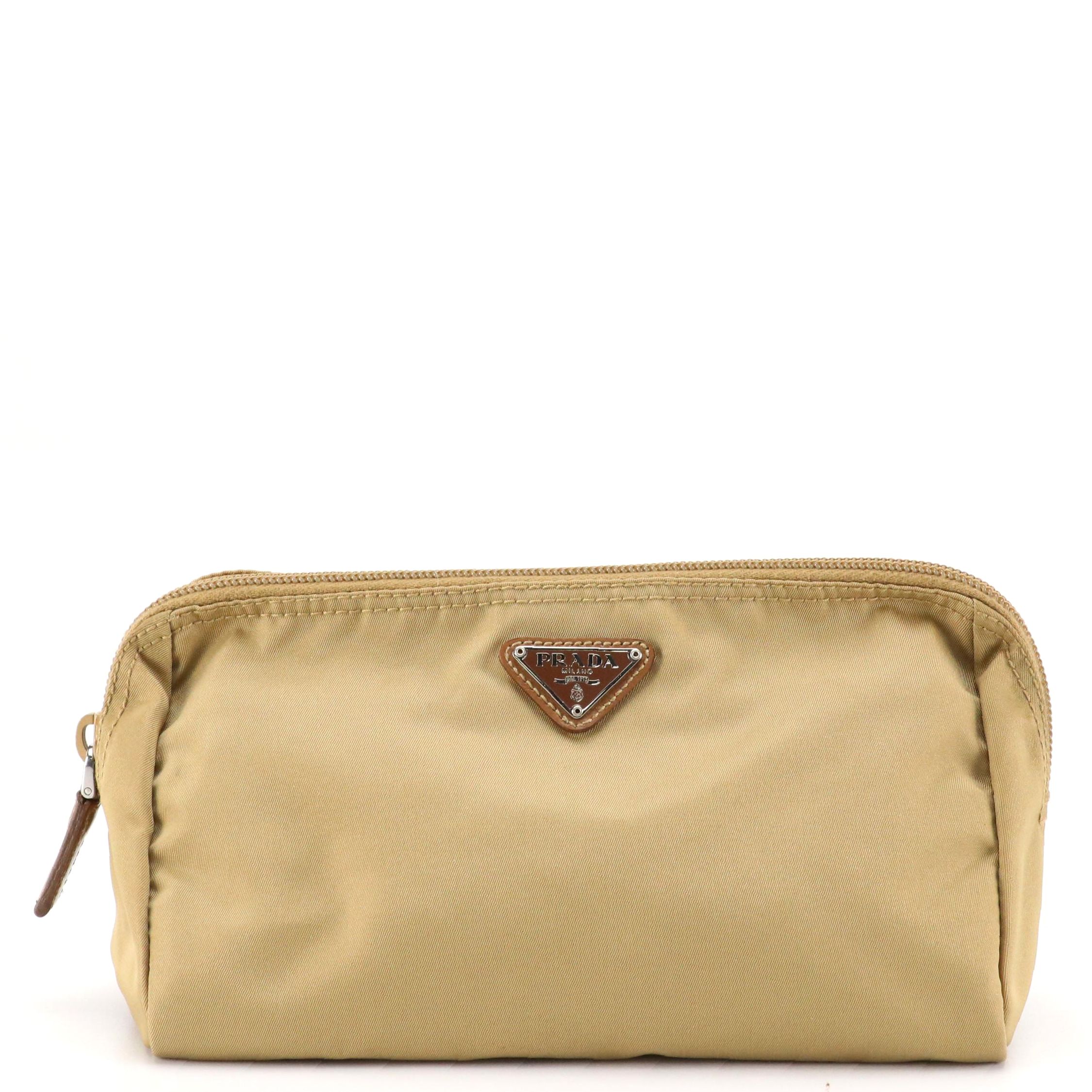 Prada Zip Pouch in Neutral Nylon